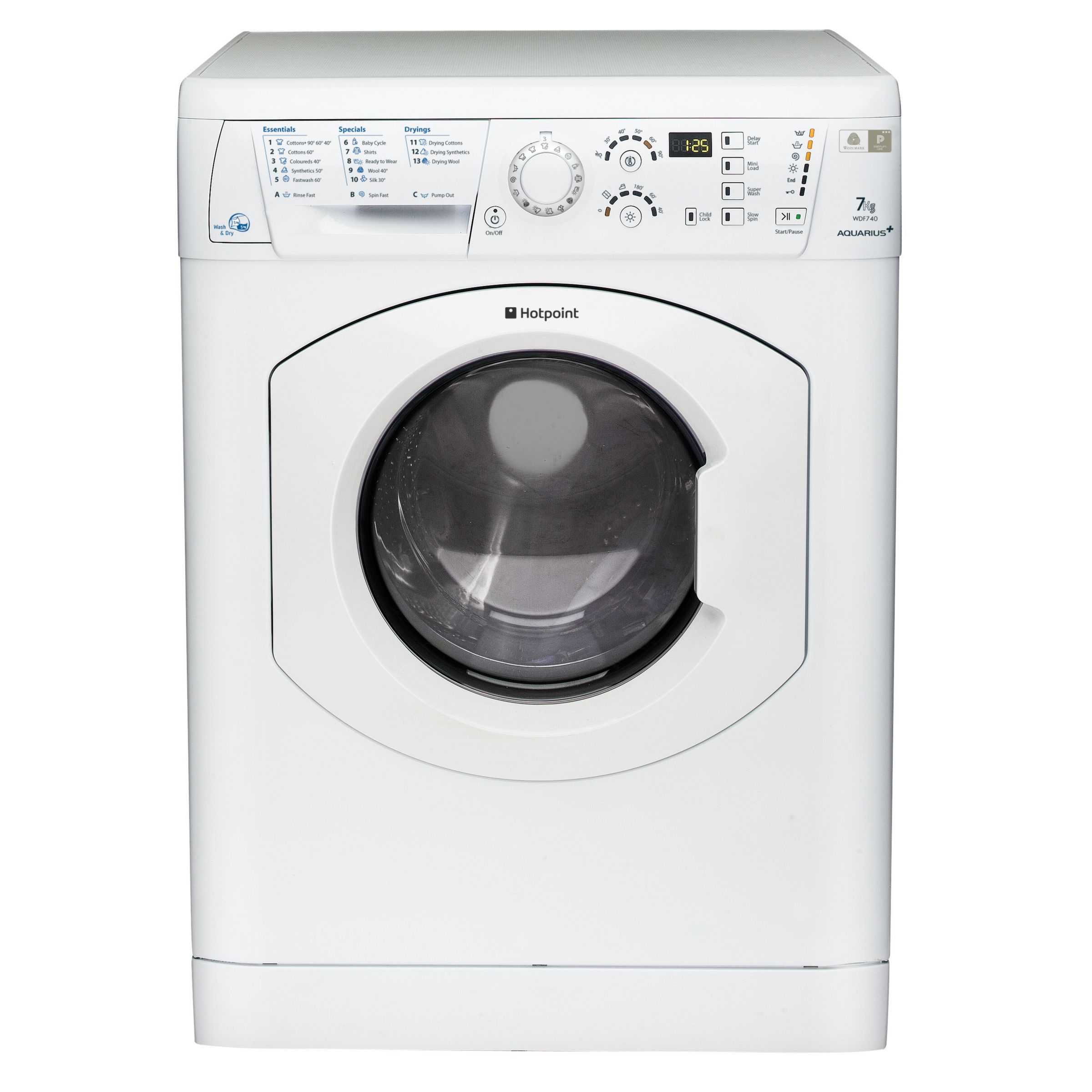 Hotpoint Aquarius+ WDF740P Washer Dryer, White at JohnLewis
