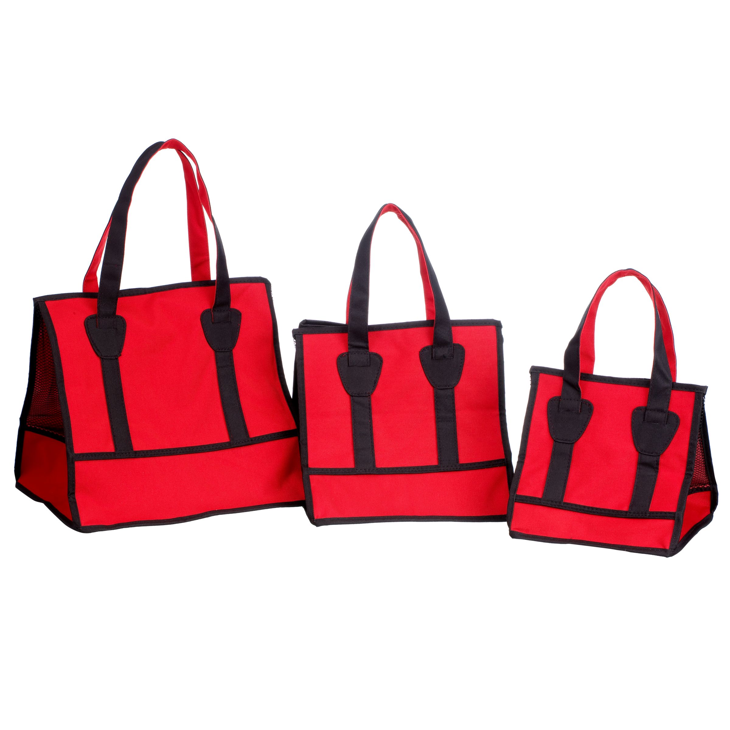 Storage Tote Bags Red Set of 3