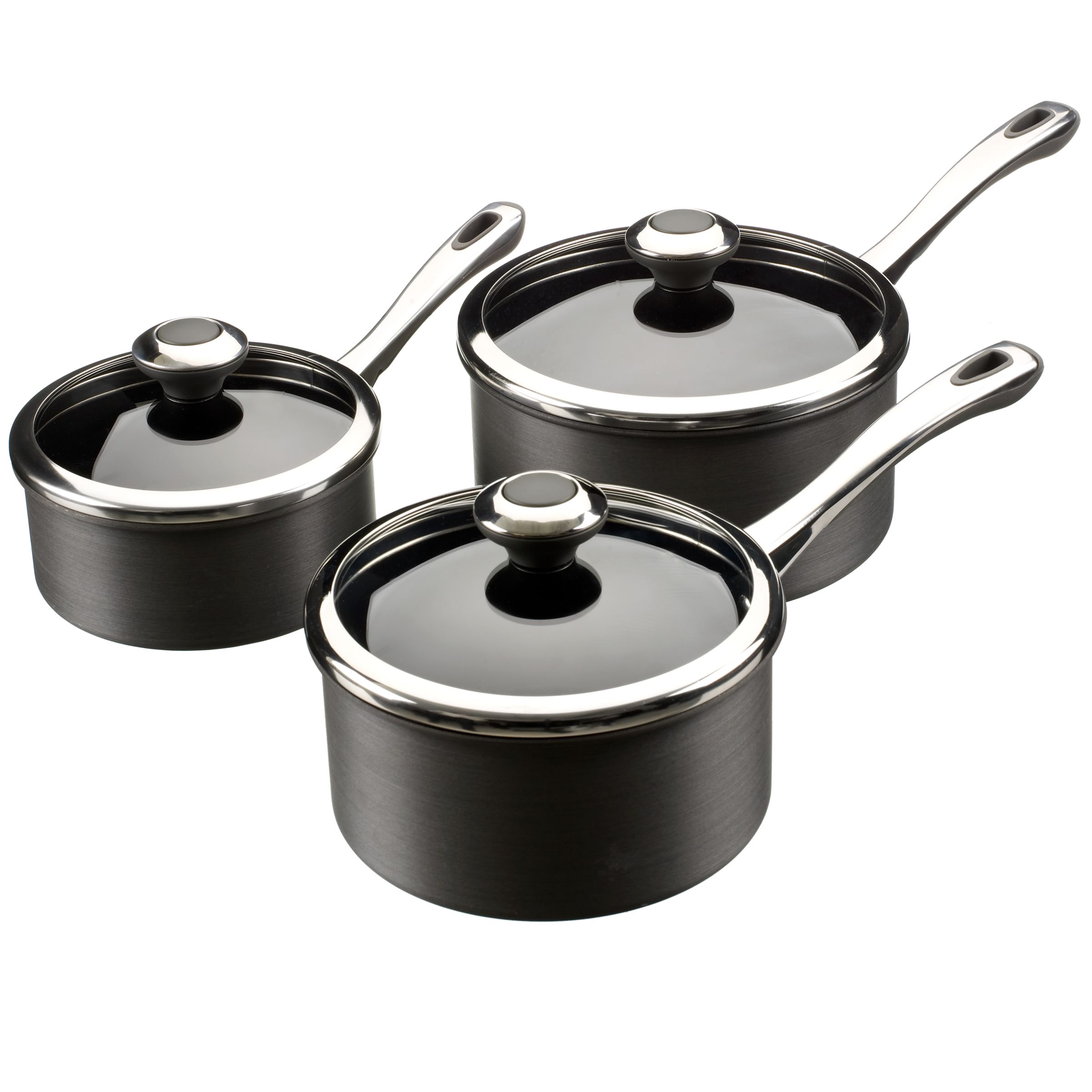 John Lewis Hard Anodised 3 Piece Pan Set