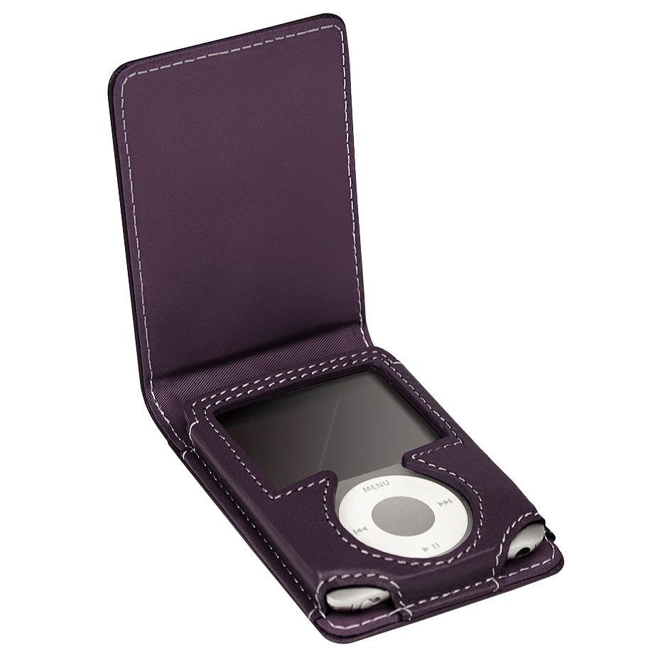 Knomo Leather Case for iPod Nano, 3rd Generation, Plum