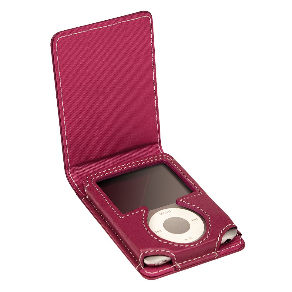 Knomo Leather Case for iPod Nano, 3rd Generation, Cerise