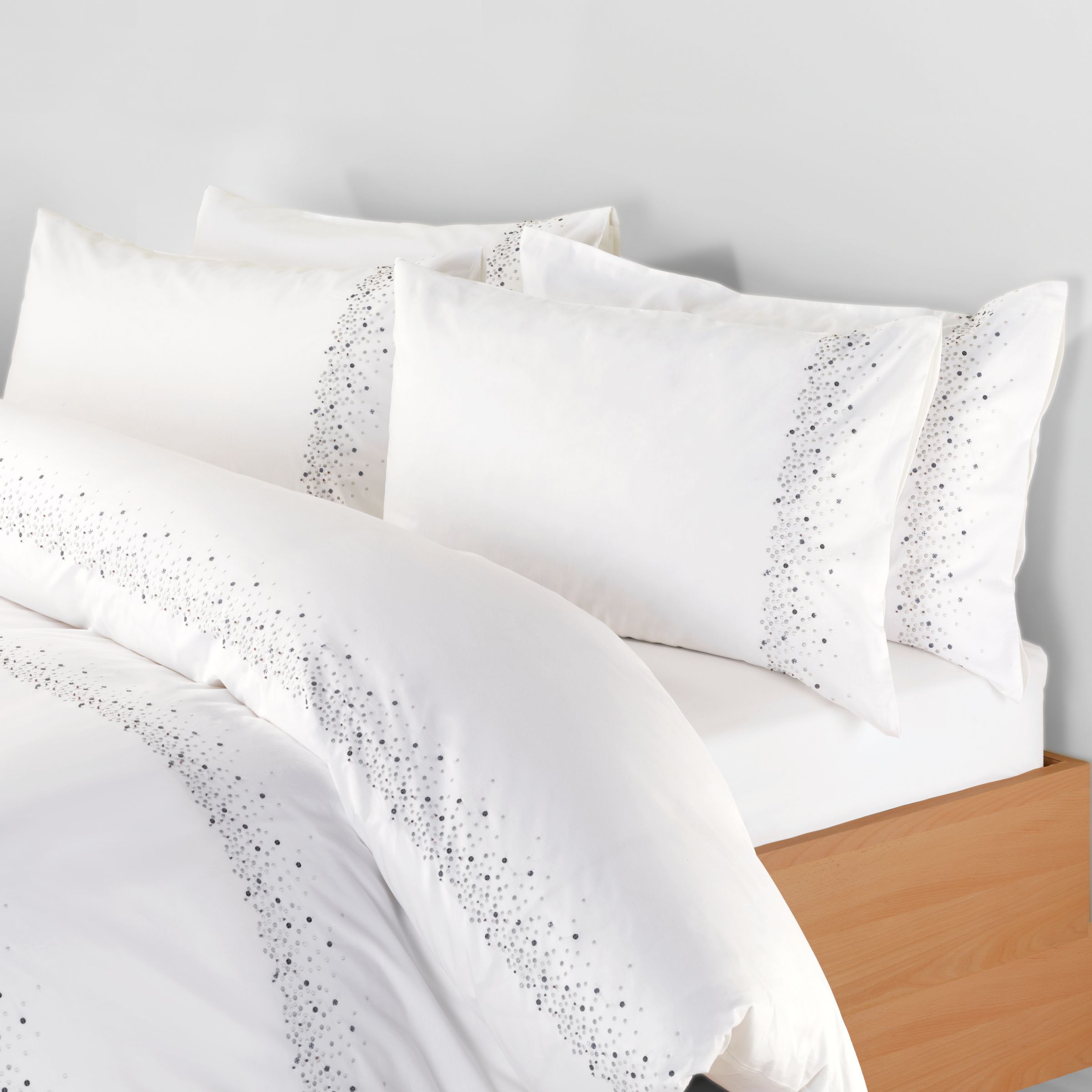 John Lewis Twinkle Duvet Cover, White, Super