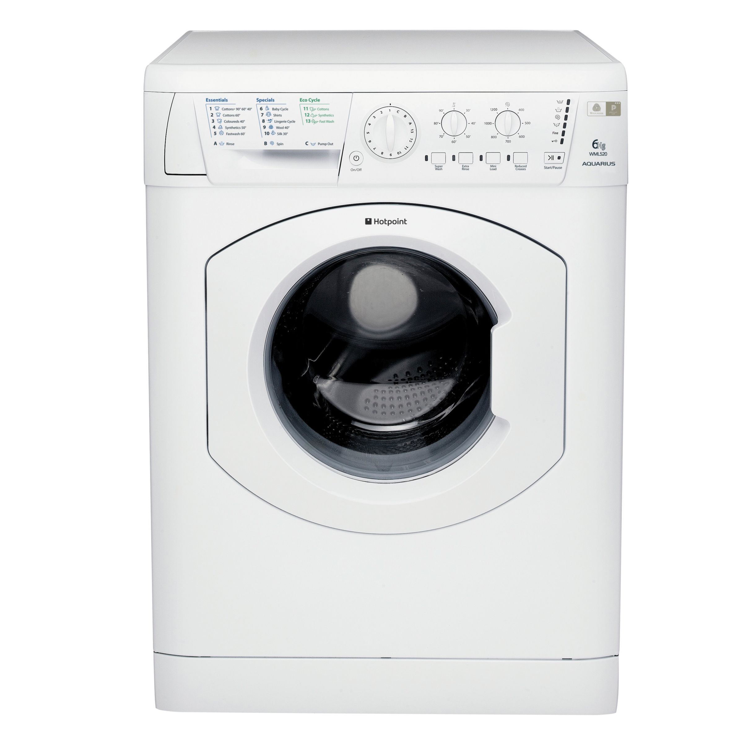 Hotpoint WML520P Washing Machine, White at John Lewis