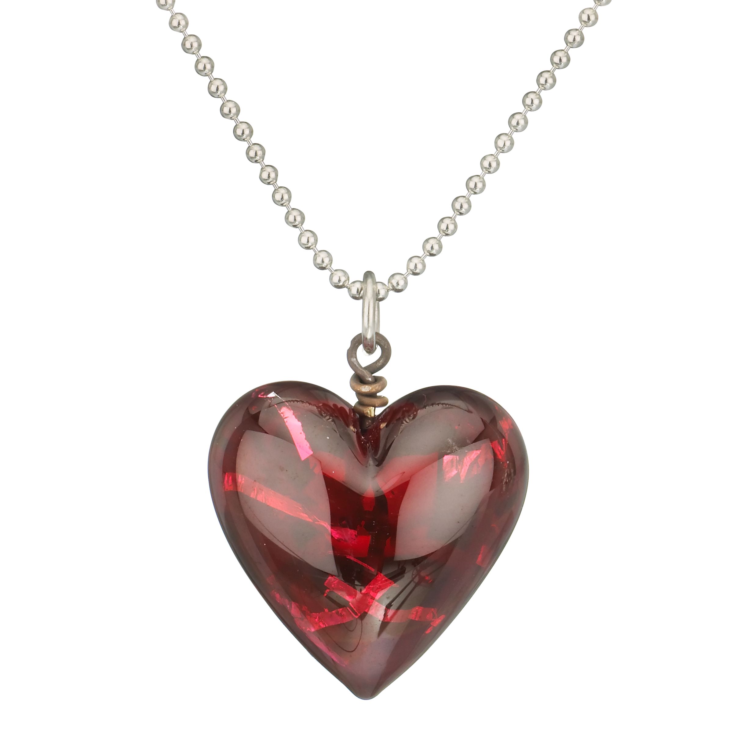 Martick Bohemian Cherry Glass Heart Necklace, MJ1353