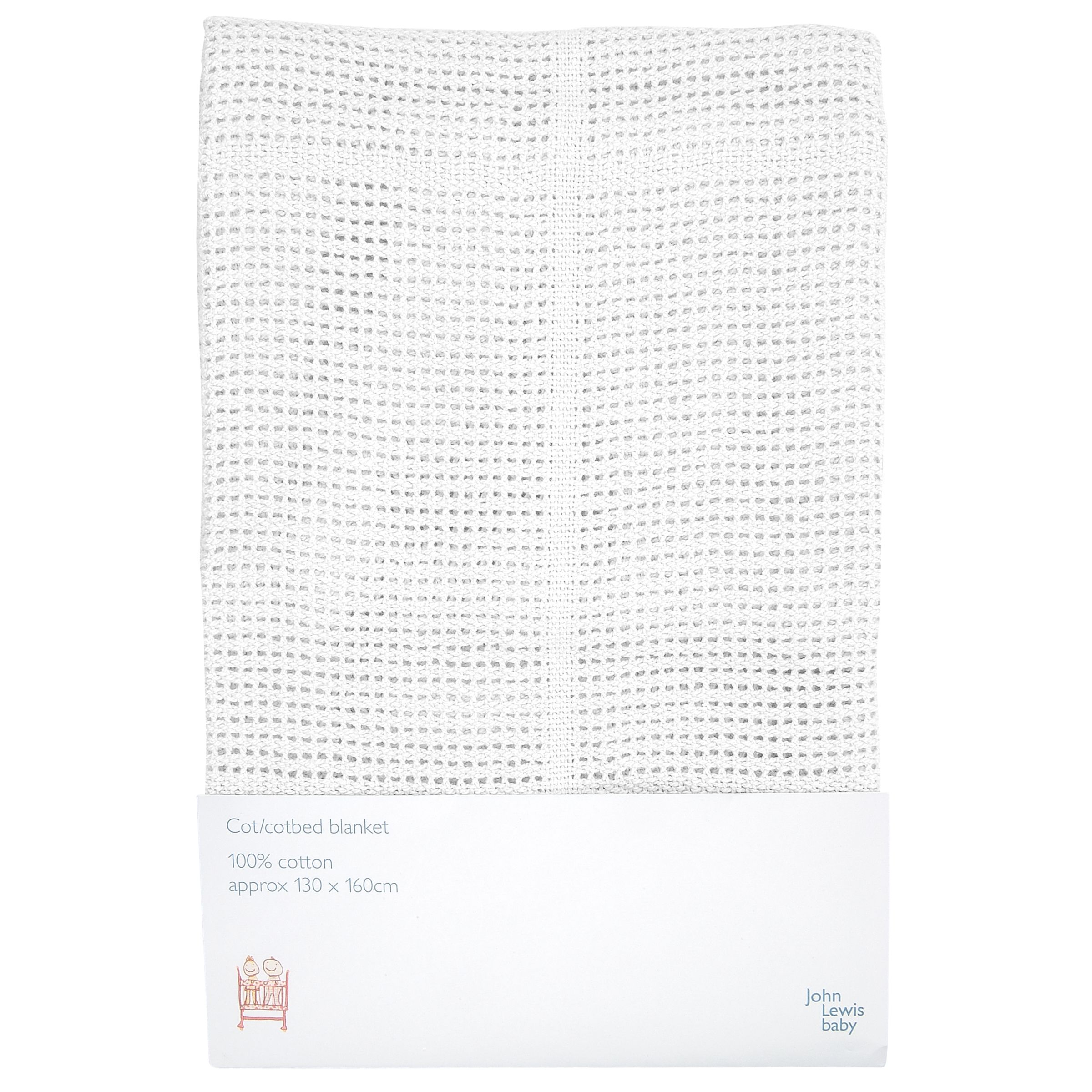 John Lewis 2 Pack Cellular CotCotbed Blanket White