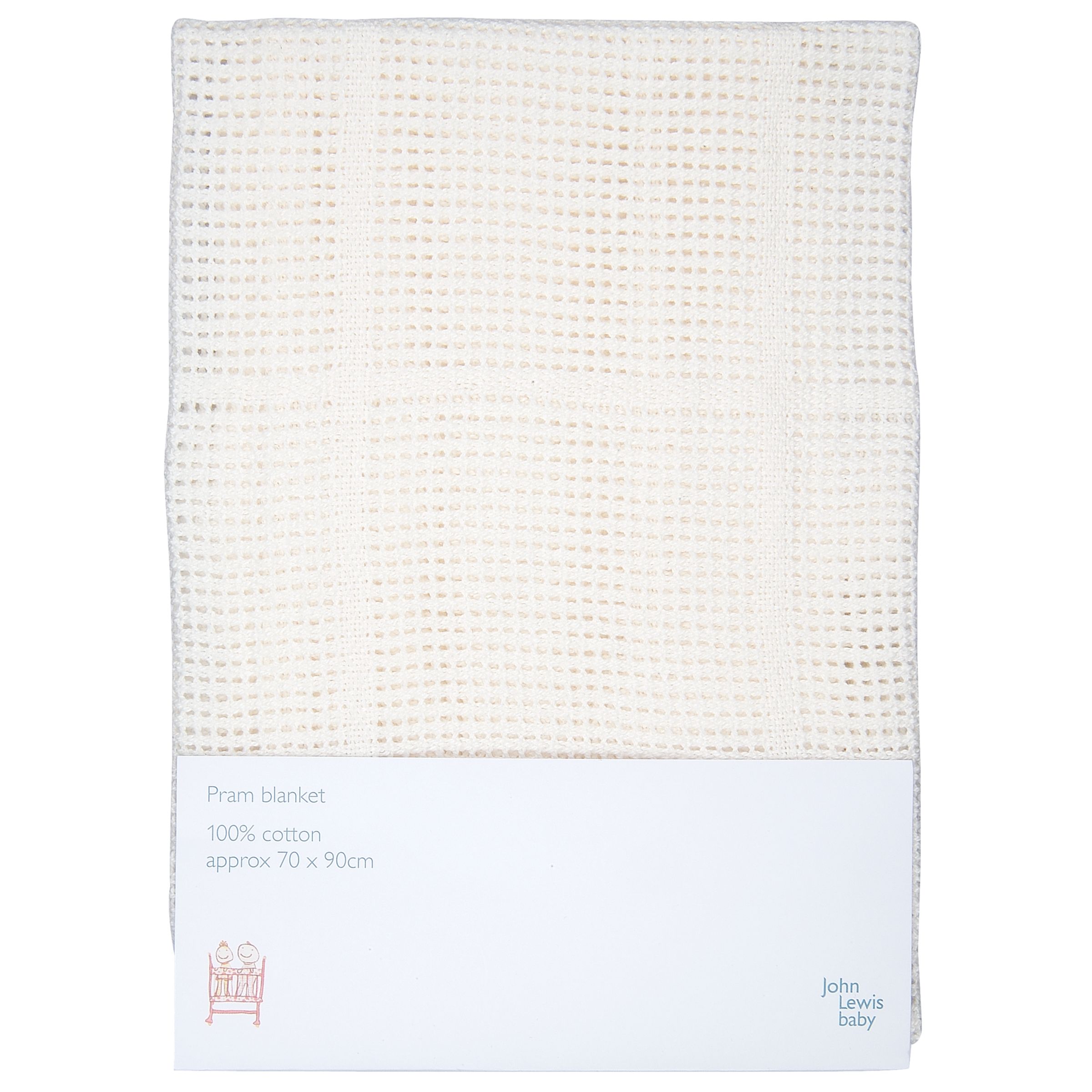 John Lewis Baby Cellular Pram Blanket, Cream