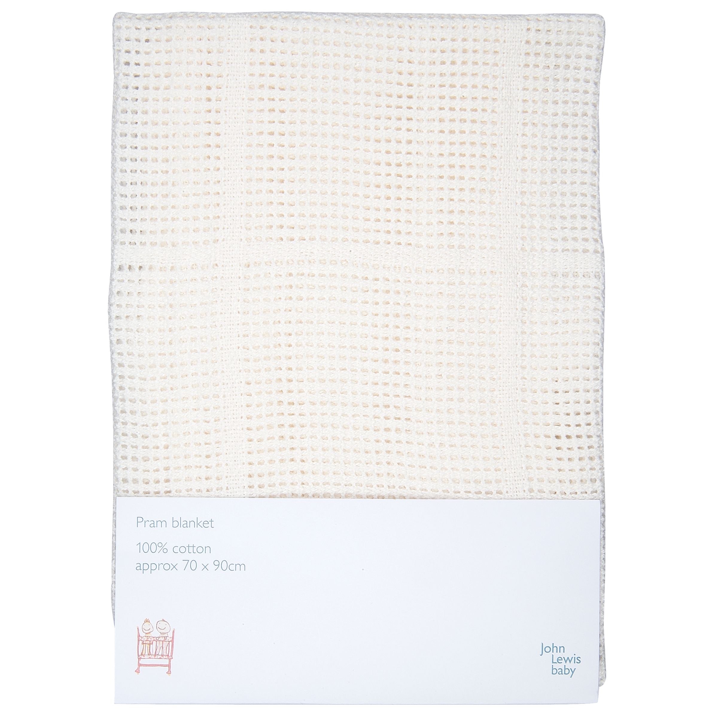 John Lewis Baby Cellular Pram Blanket, Cream