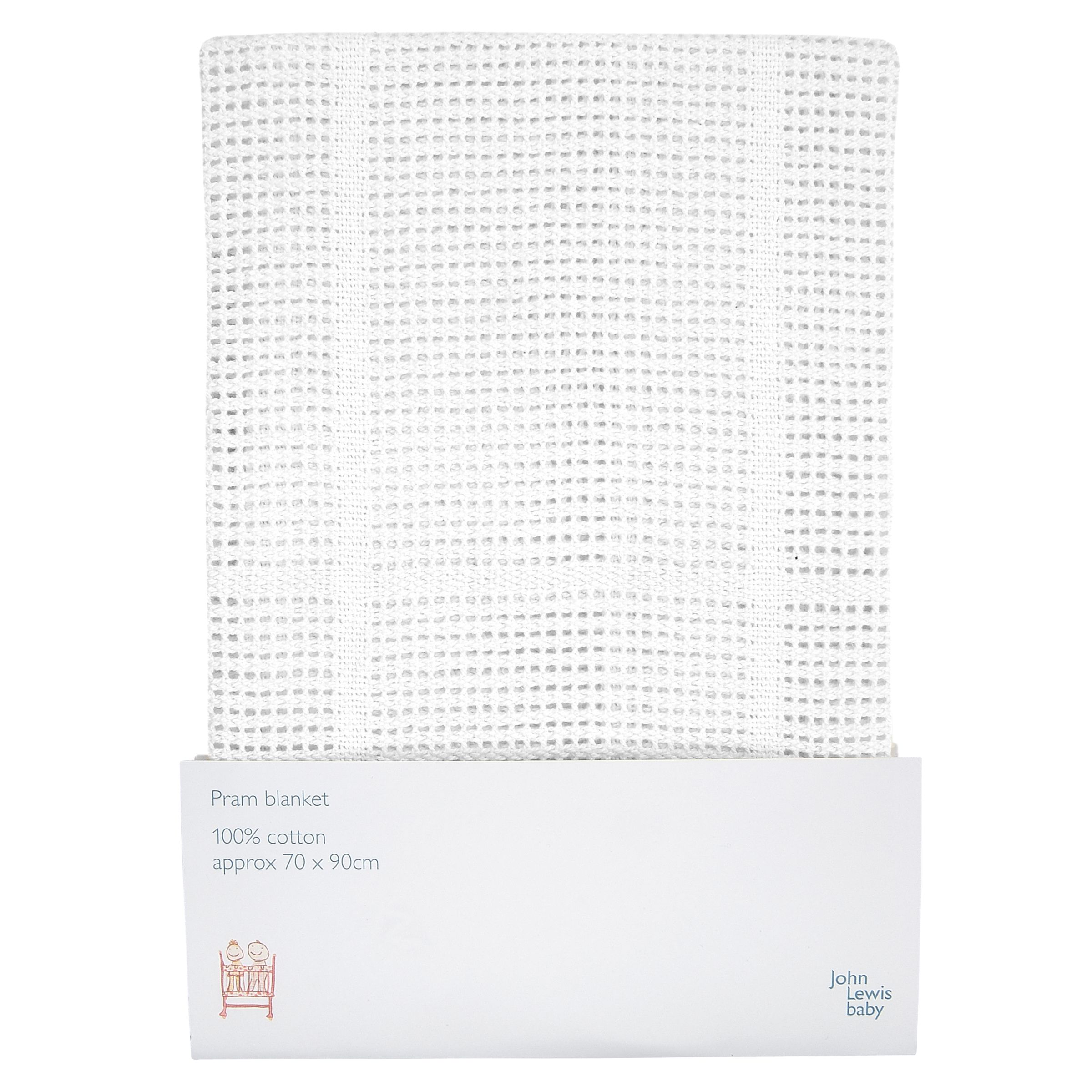 John Lewis Cellular Twin Pram Blanket, White
