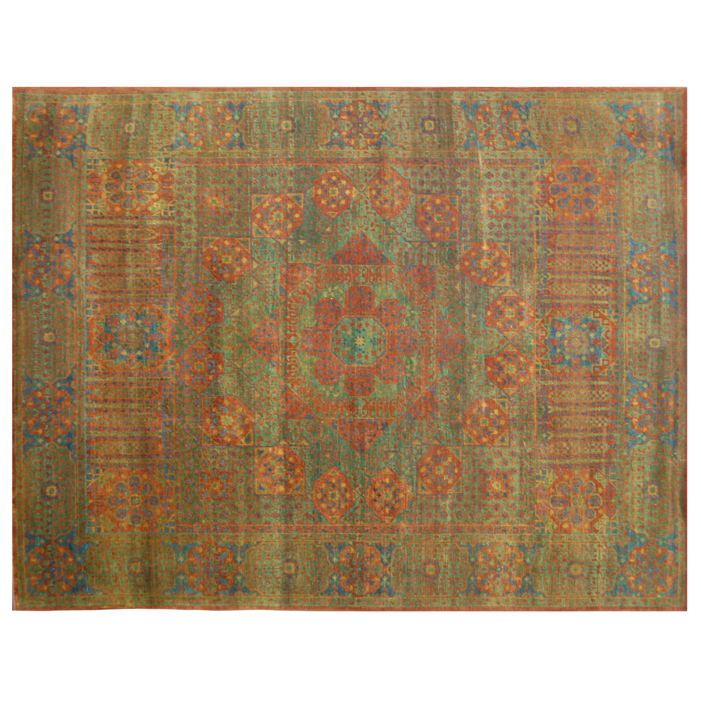 Mamluk Handmade Rug, Green, H305 x W237cm