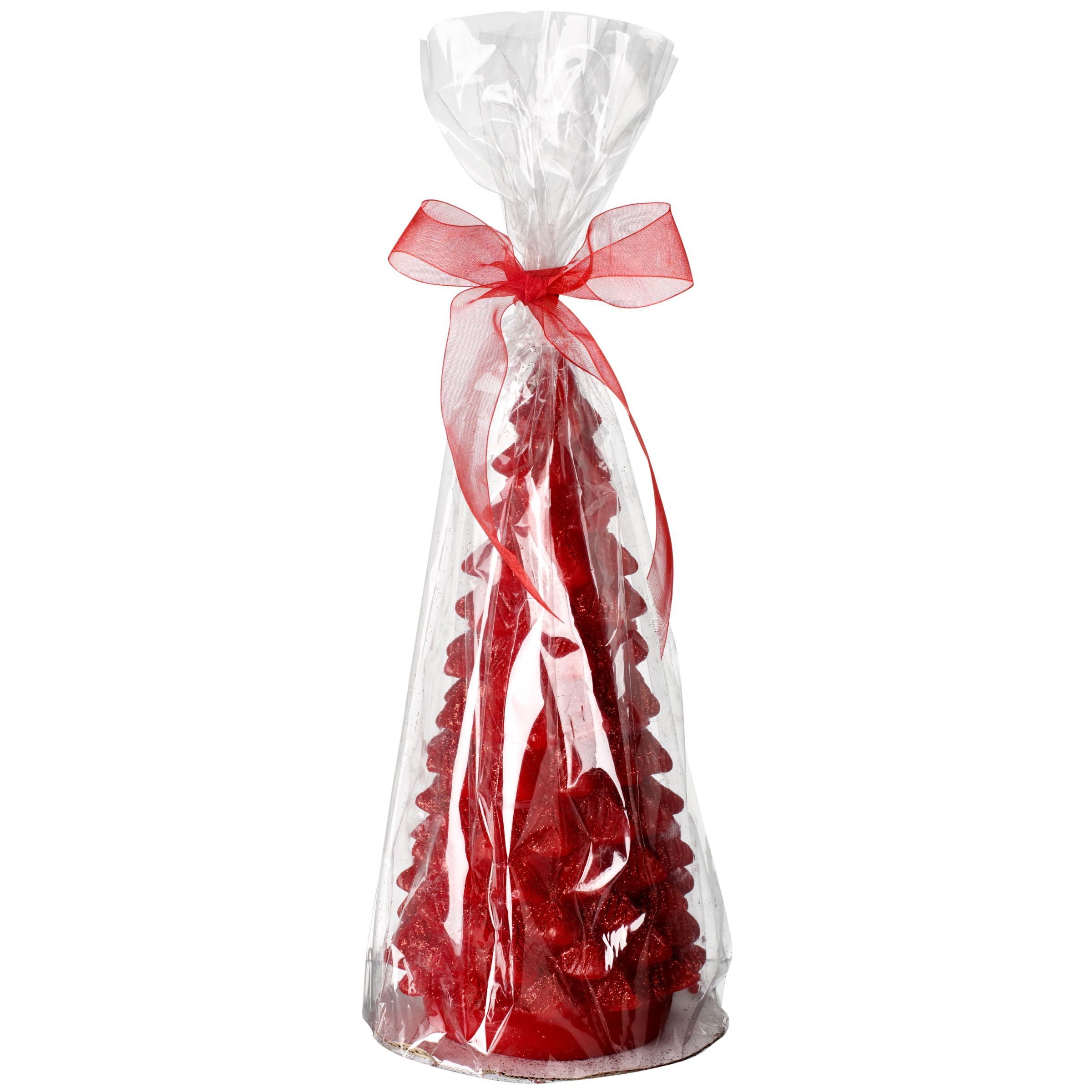 Christmas Tree Glitter Candle Red 24cm