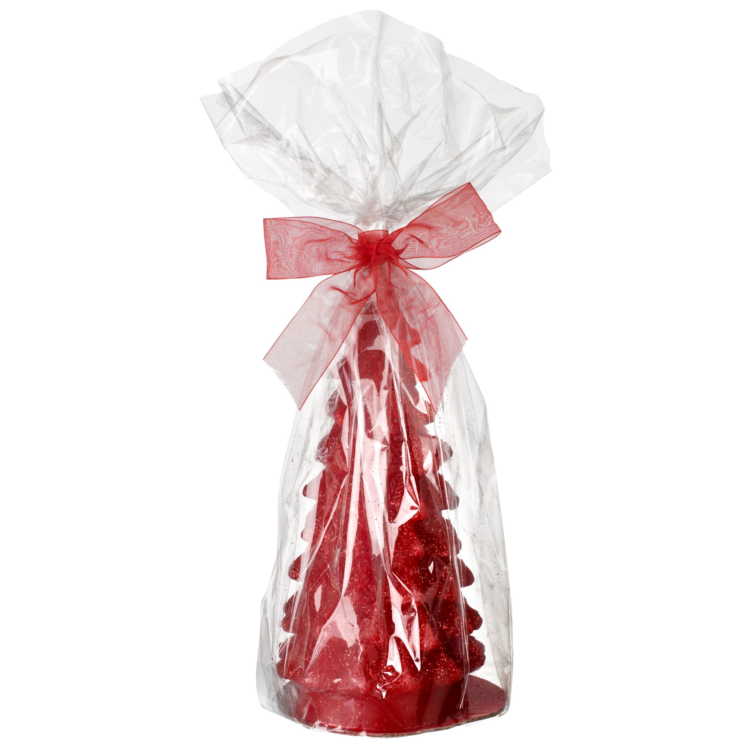 Christmas Tree Glitter Candle Red 19cm