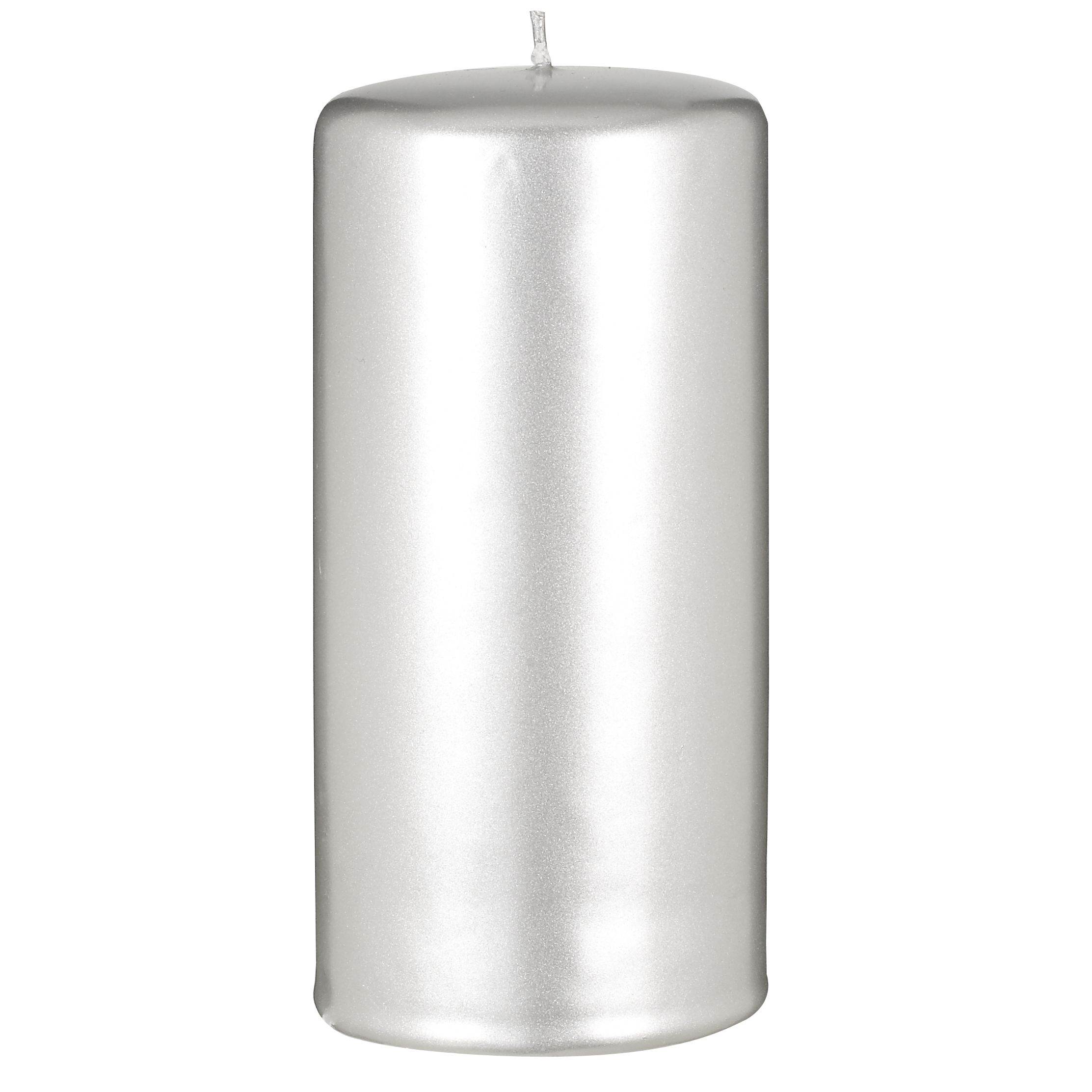 John Lewis Pillar Candle Metallic Silver 15cm