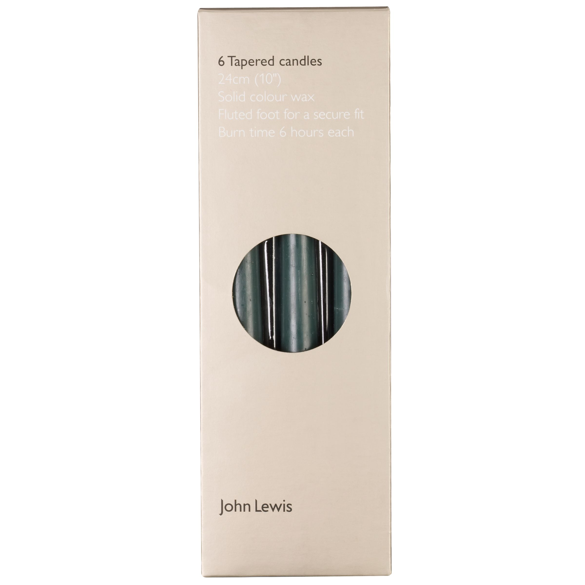 John Lewis Metallic Candles, Green, Pack of 6