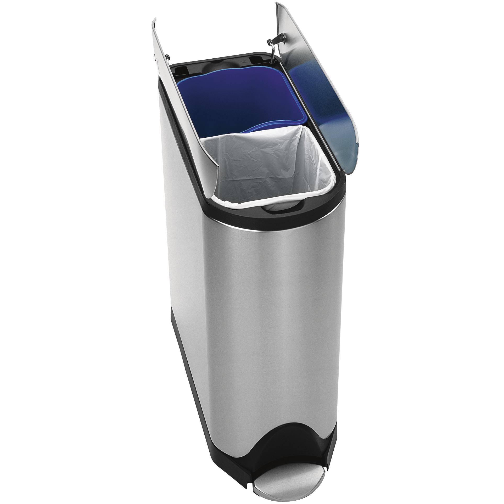 simplehuman Butterfly Recycler, Brushed Steel, 38L