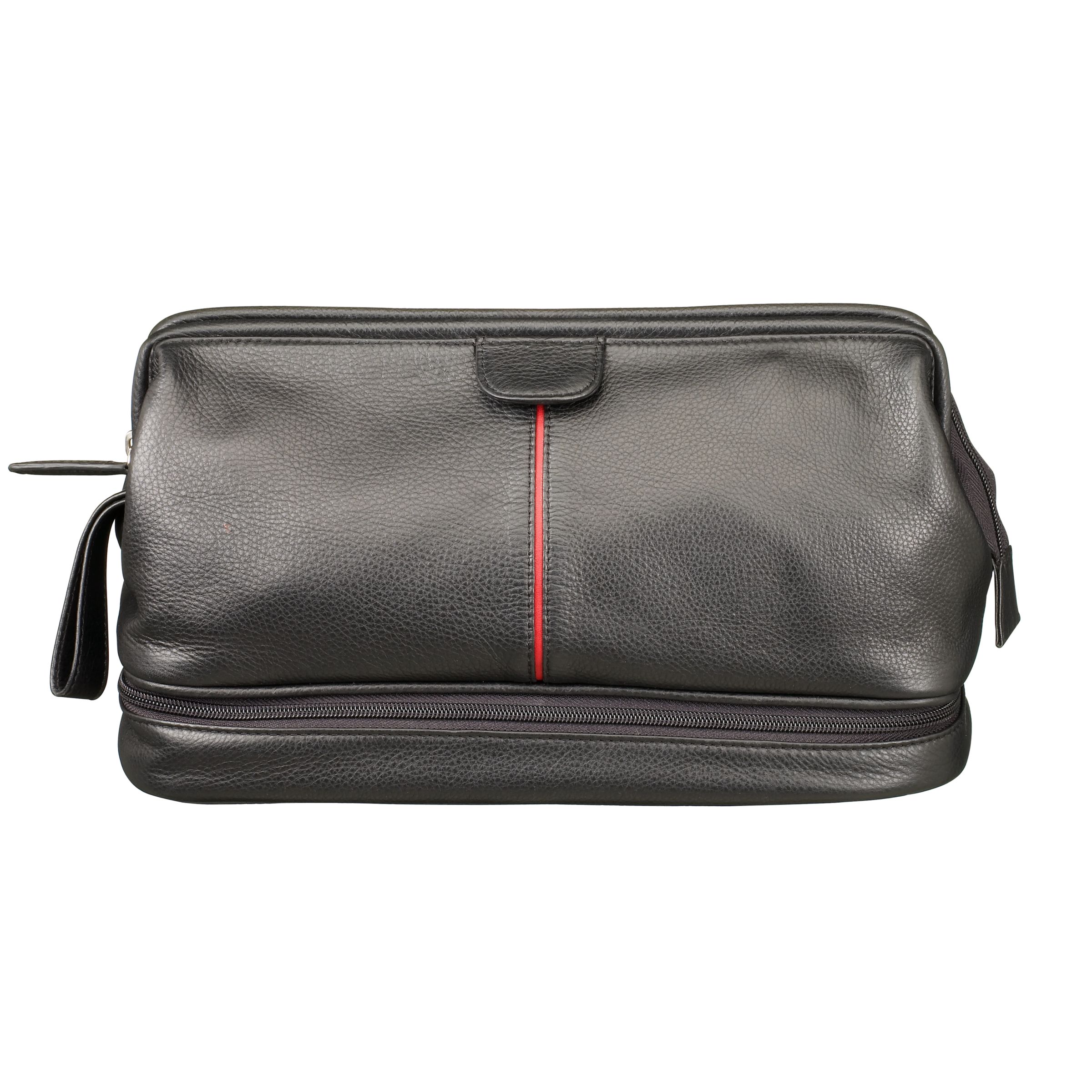 John Lewis Leather Wash Bag Black