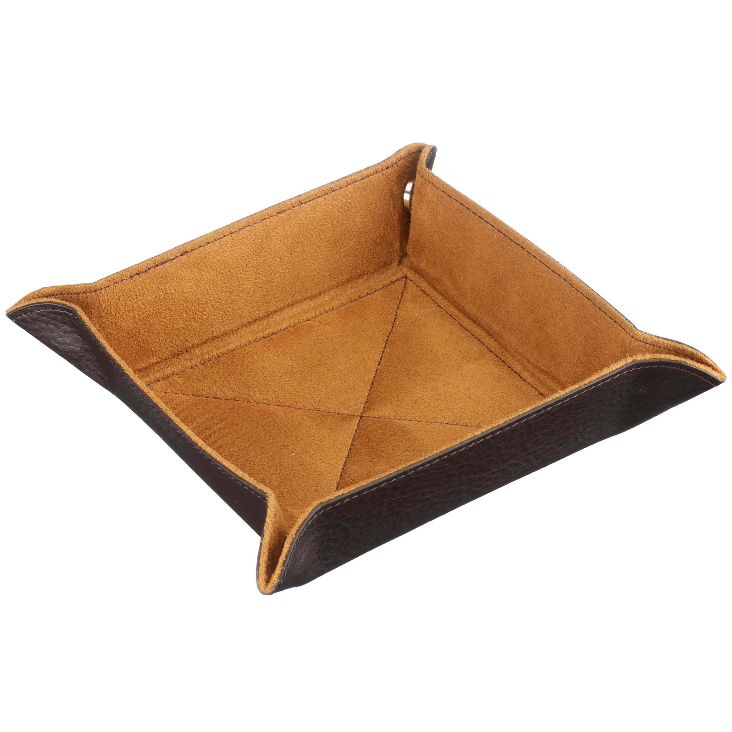 John Lewis Geneva Leather Square Change Tray, Brown