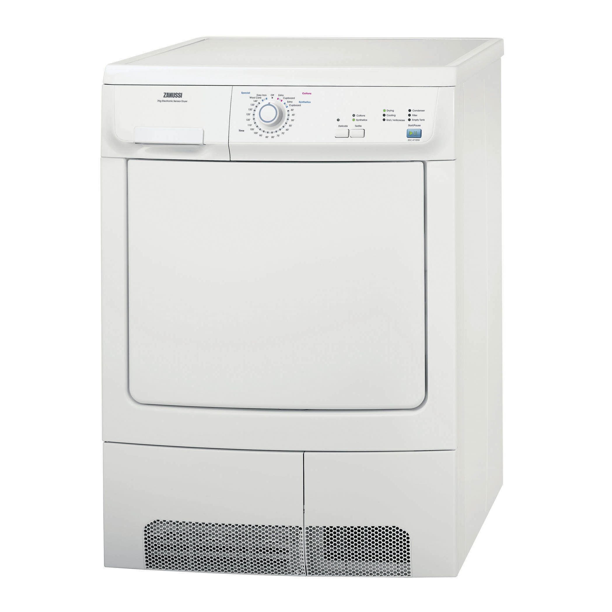 Zanussi ZDC47100W Condenser Tumble Dryer, White at John Lewis
