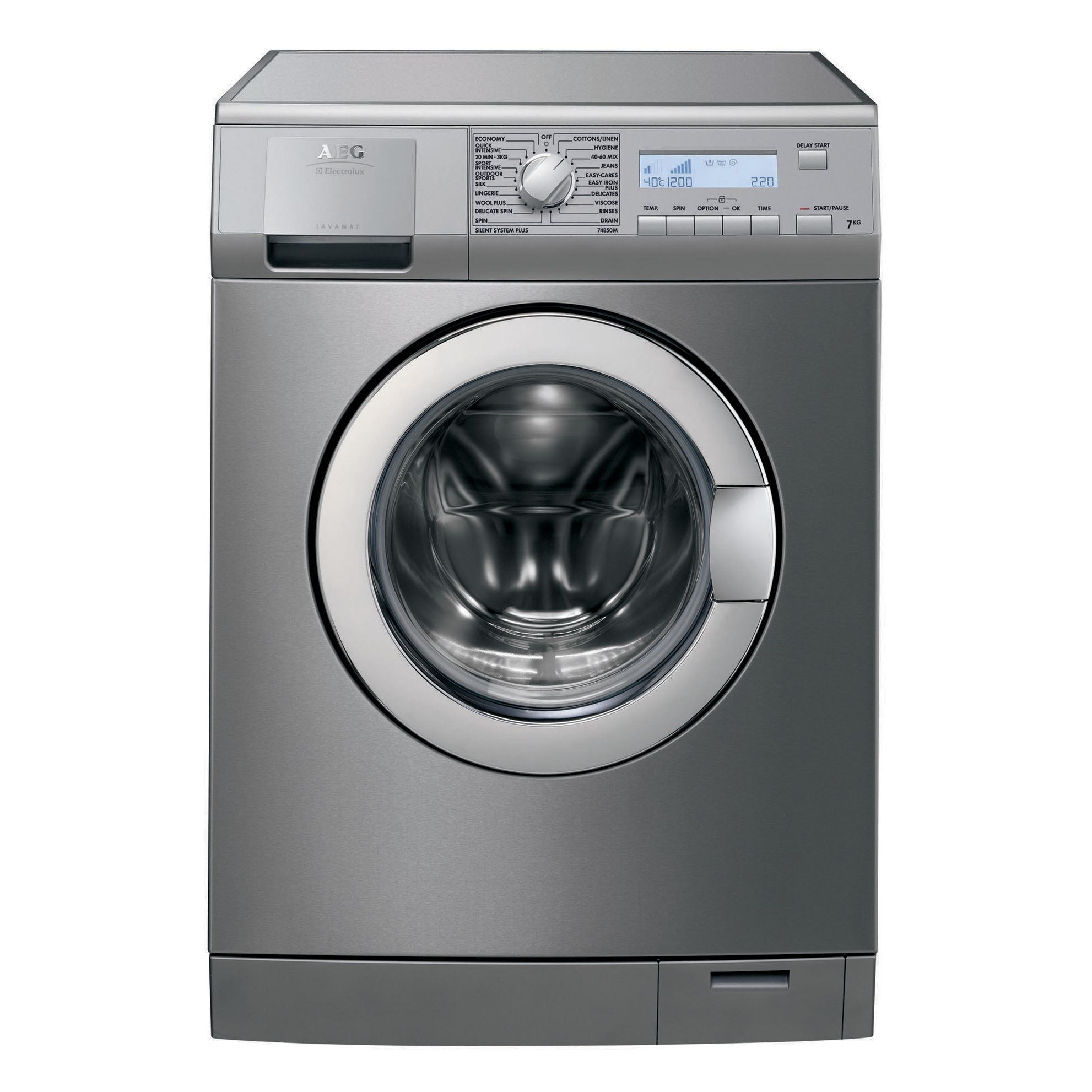 AEG L74850M Washing Machine, Stainless Steel at John Lewis