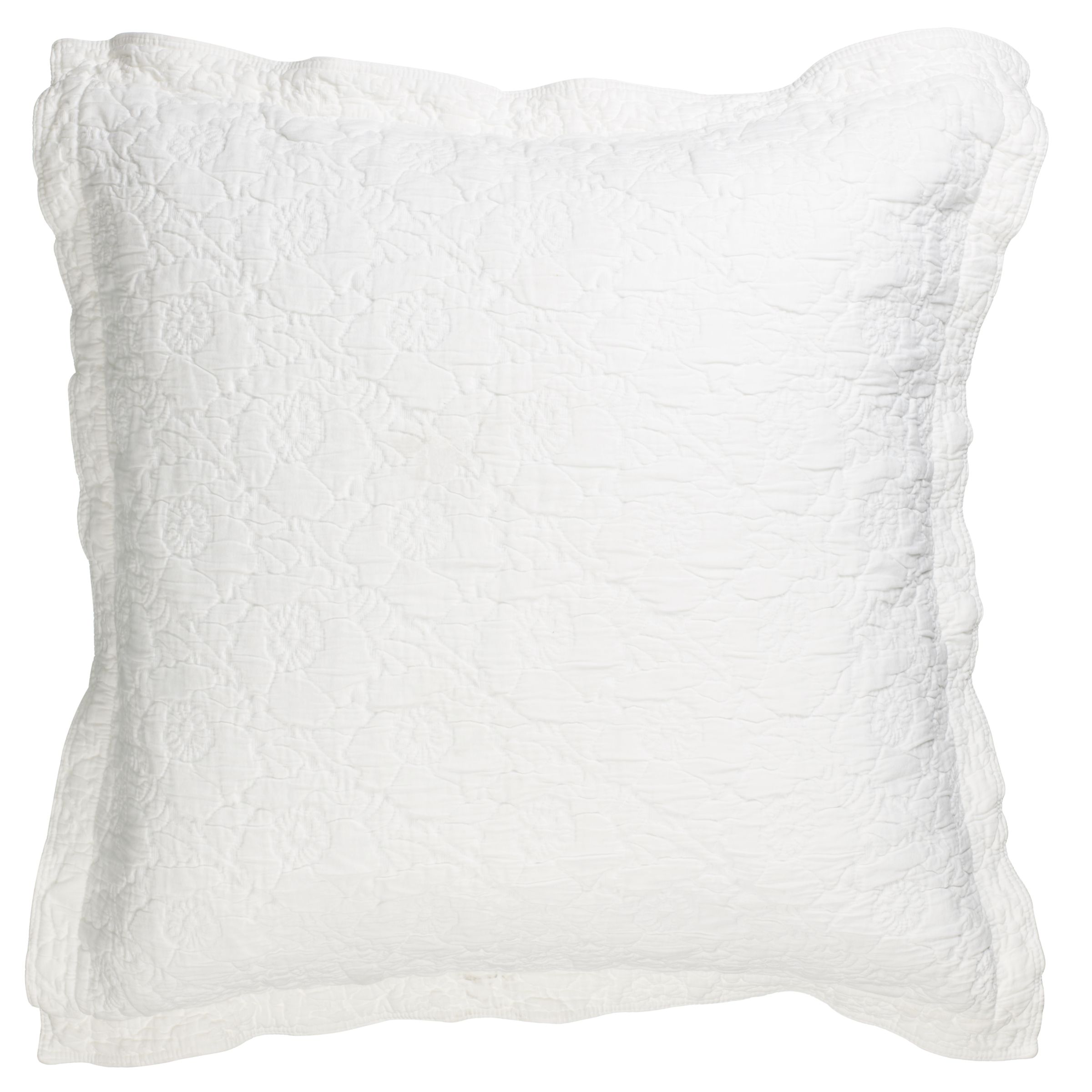 John Lewis Ruched Cotton Pillowsham White