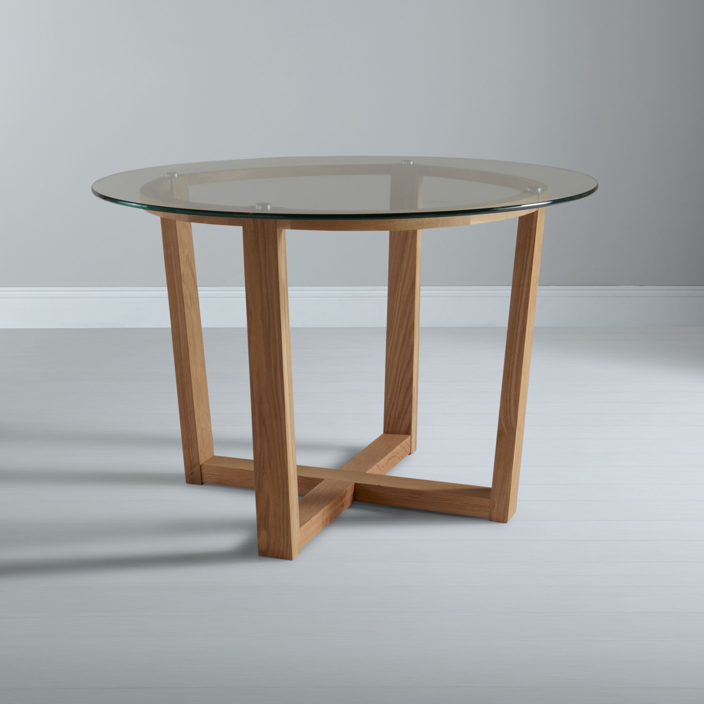 John Lewis Gene 4 Seater Round Dining Table, Glass, width 120cm