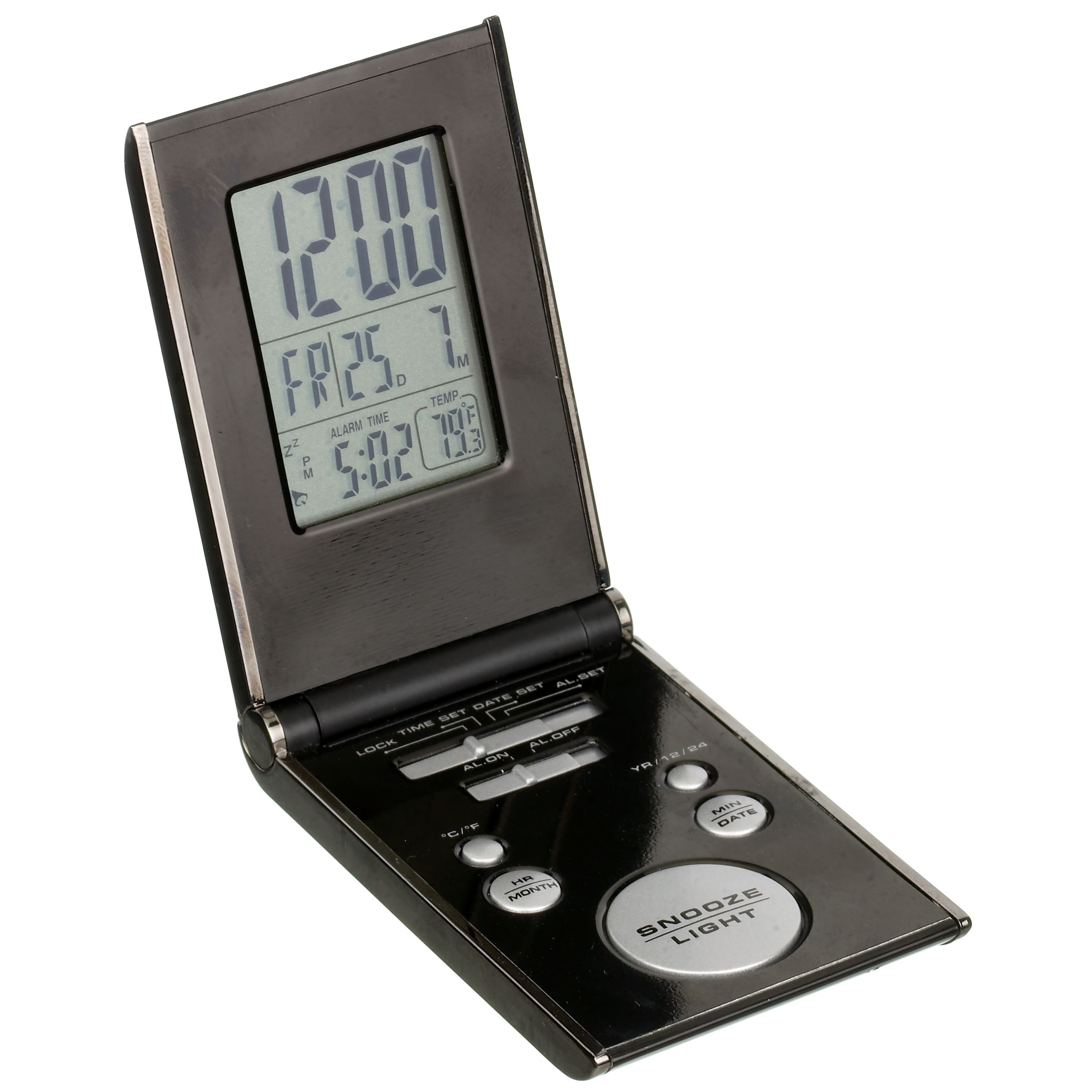 John Lewis Flip Travel Alarm Black