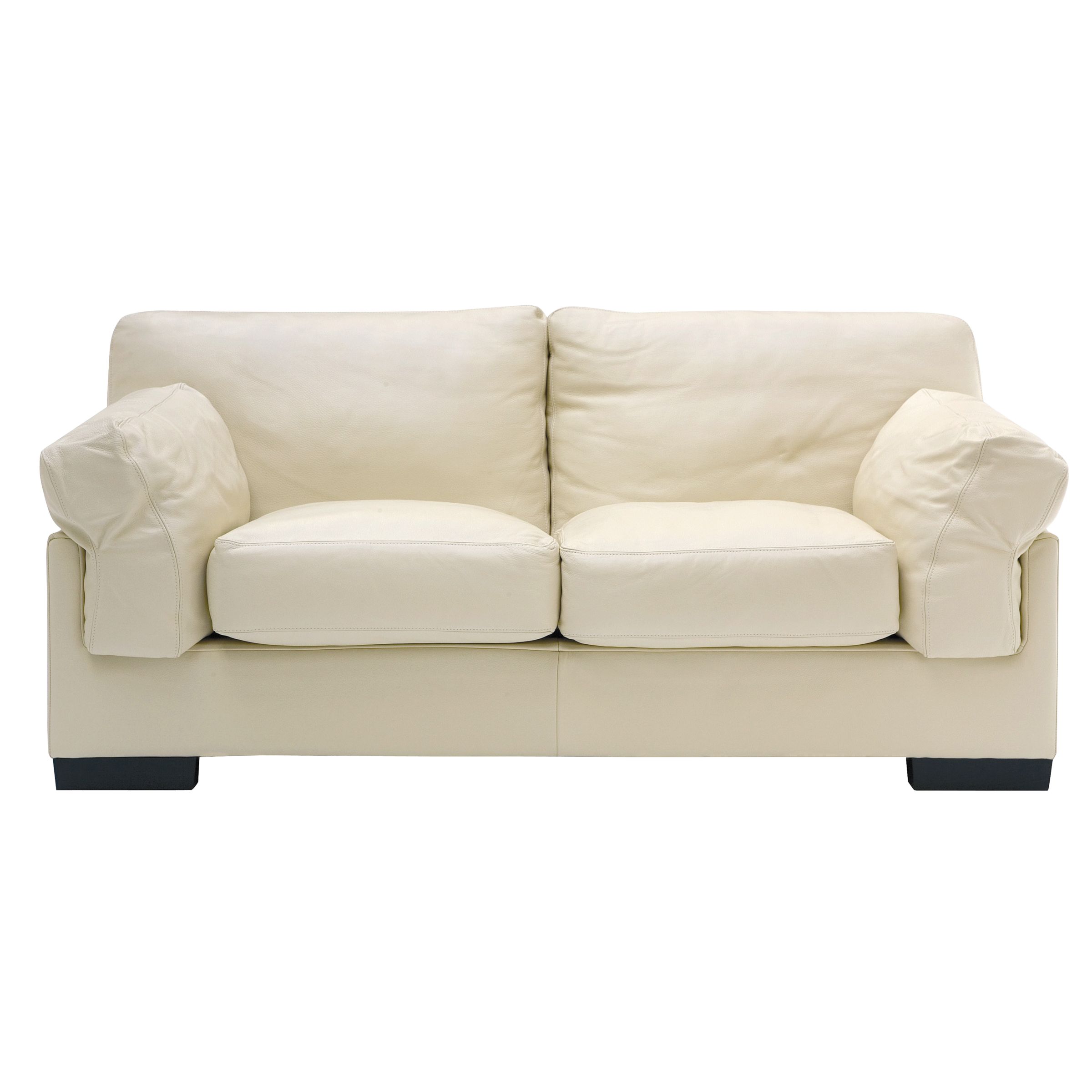 John Lewis Calanda Medium Leather Sofa, Cream at JohnLewis