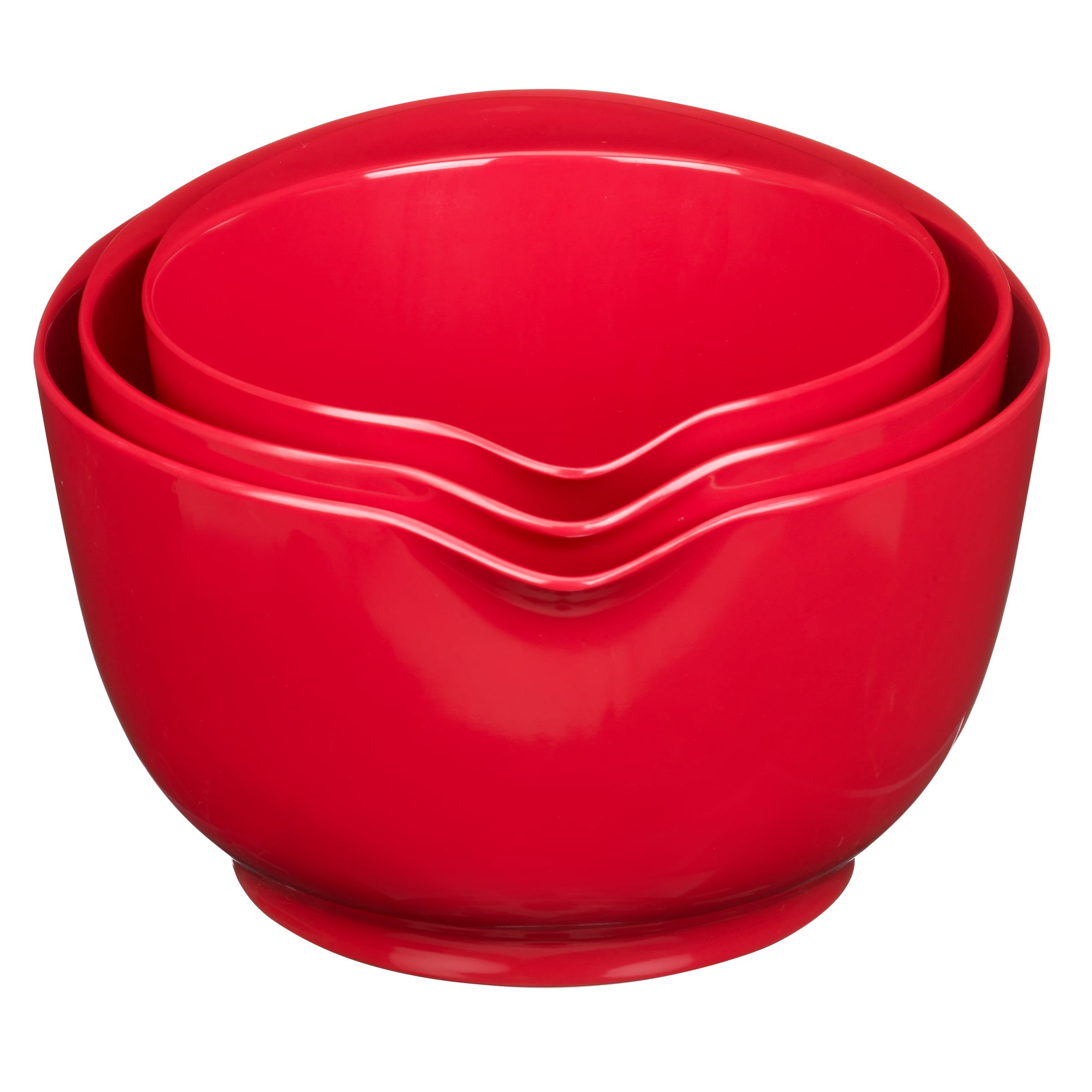 John Lewis Melamine Mixing Bowls, Red, Set of 3