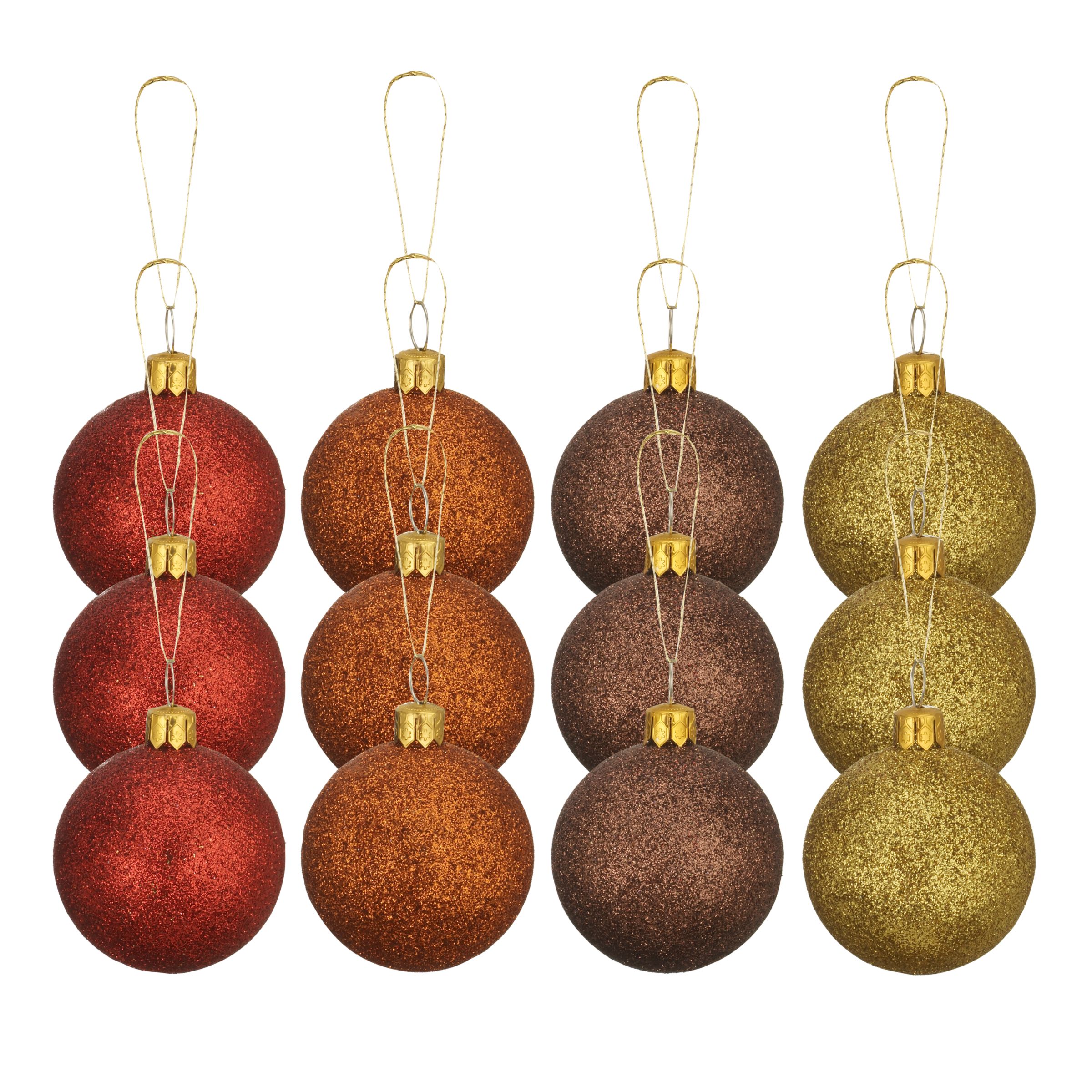 John Lewis Autumn Glitter Baubles Tube, Set of 12