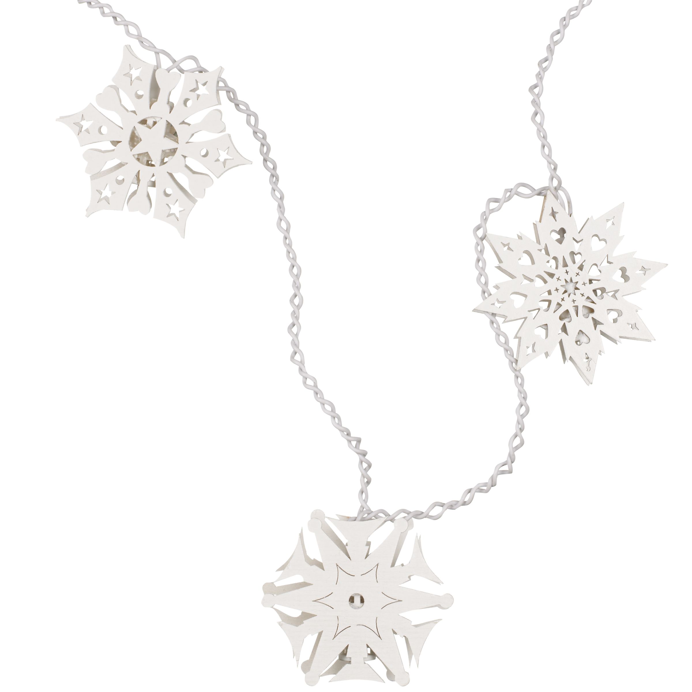 20 White Wood Snowflake Lights