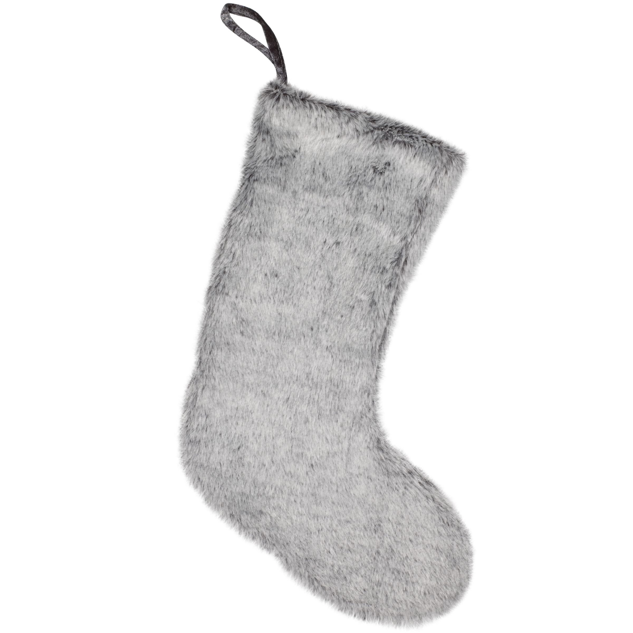 Grey Faux Fur Christmas Stocking