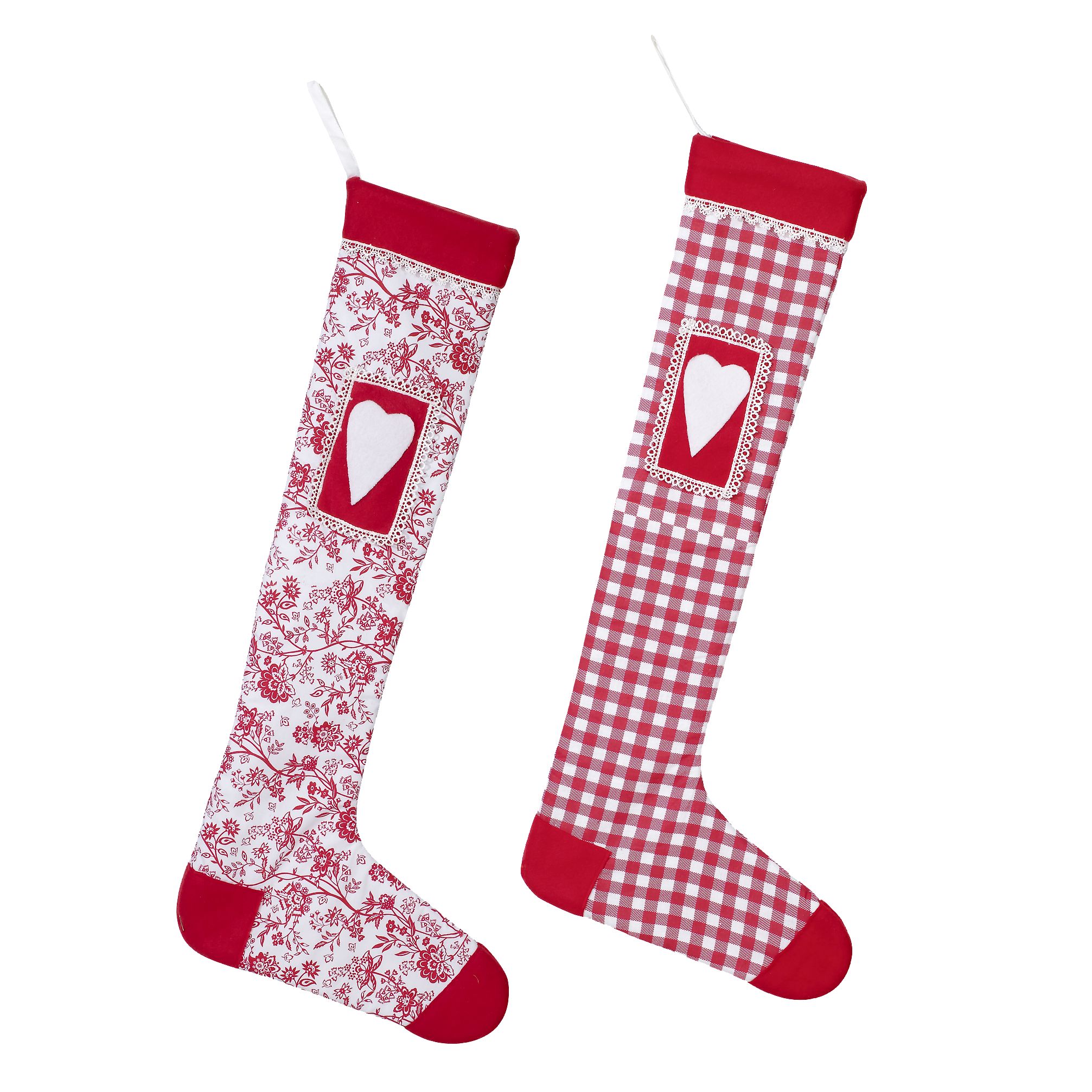John Lewis Winter's Tale Long Stocking, Assorted Red/White