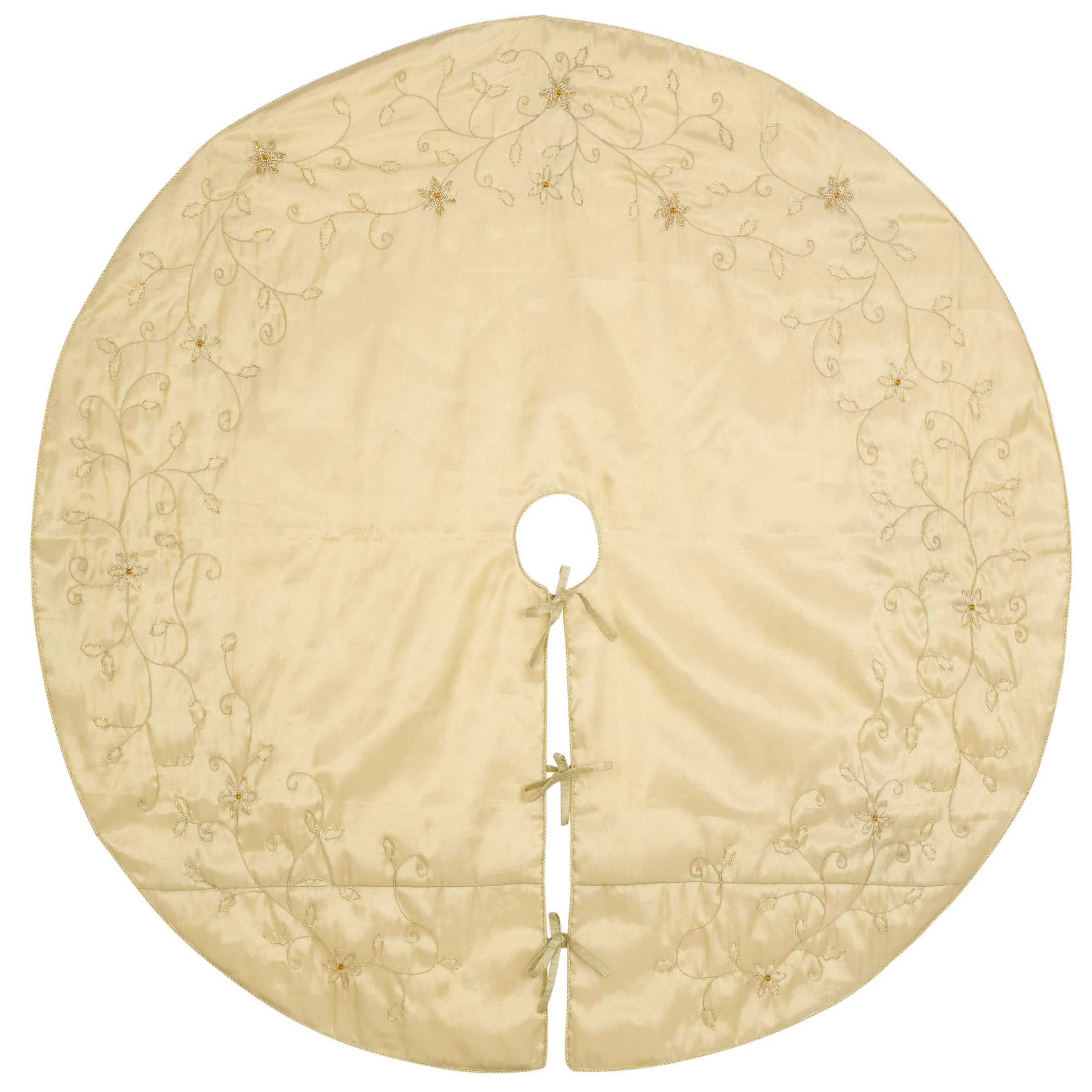 John Lewis Holly Christmas Tree Skirt, Gold