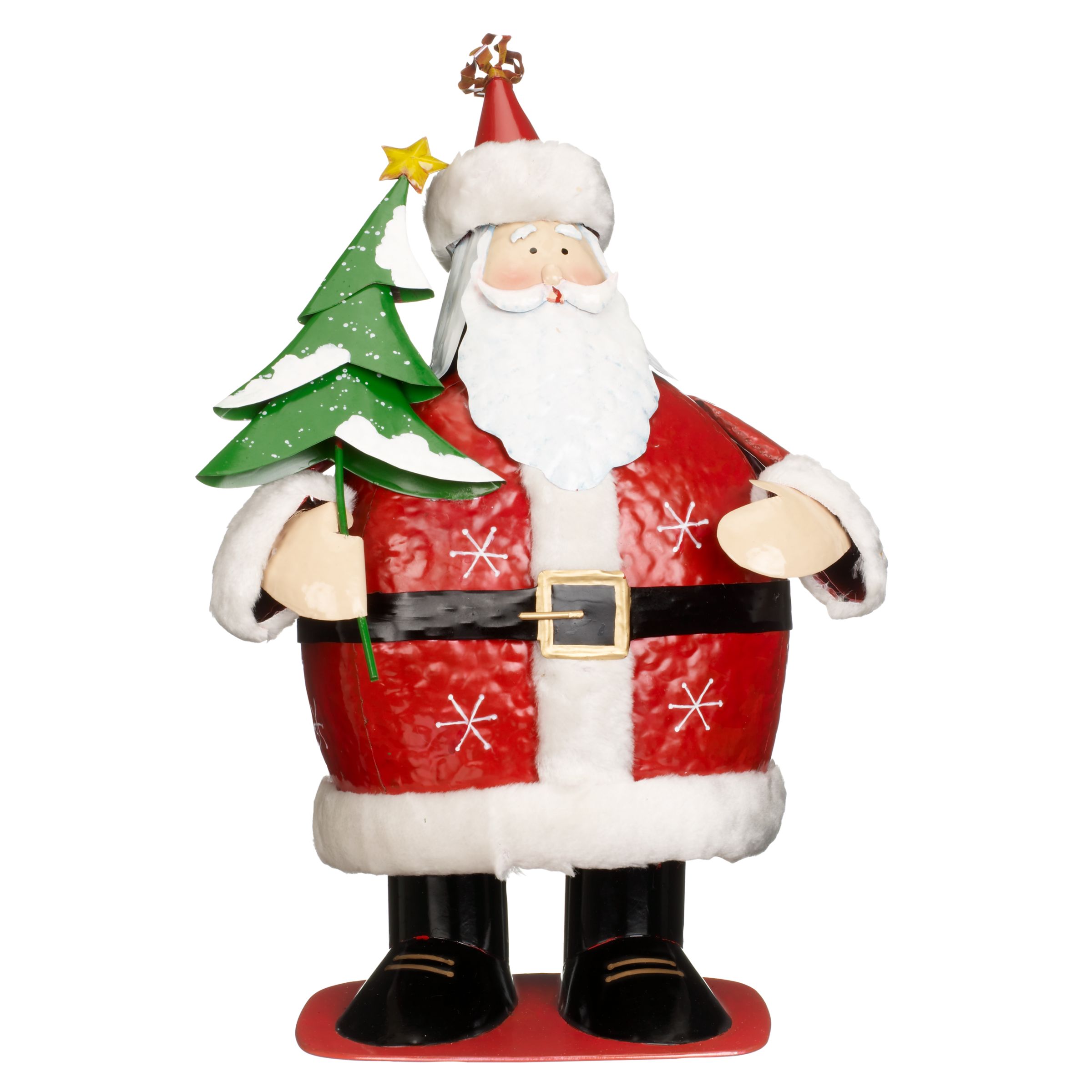 Santa Wobbly Tin Christmas Decoration Large