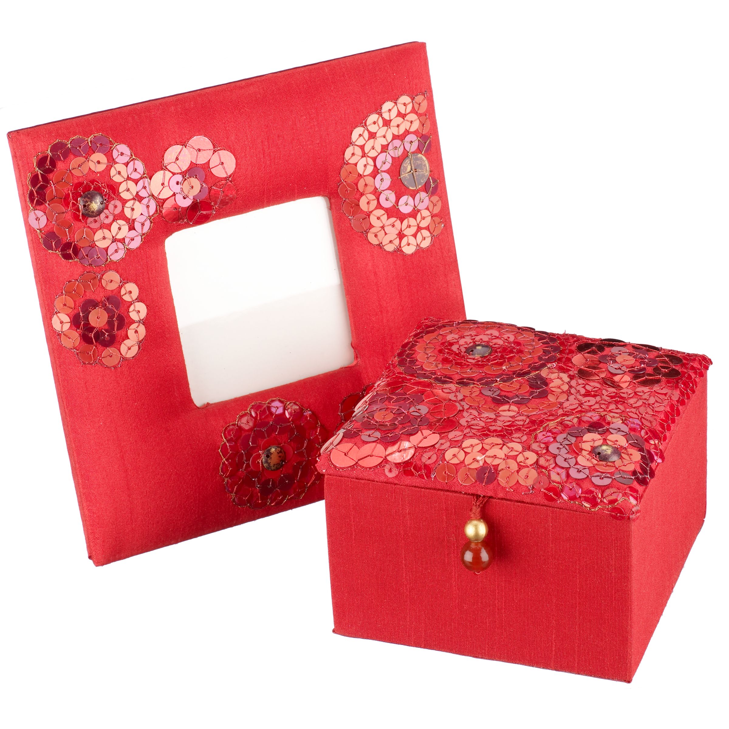 Trinket Box and Photo Frame Set, Red