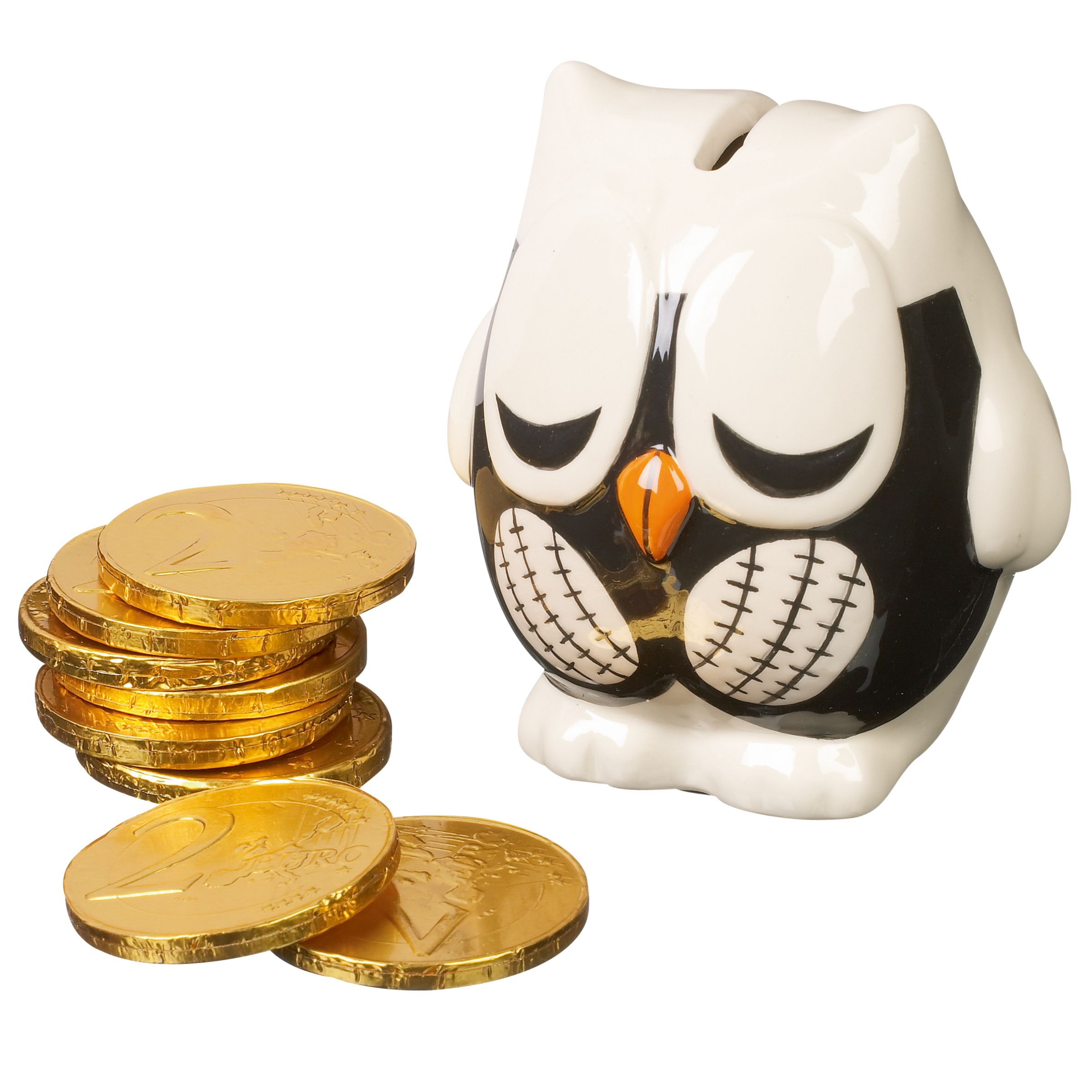 Owl Money Box and Chocolate Coins
