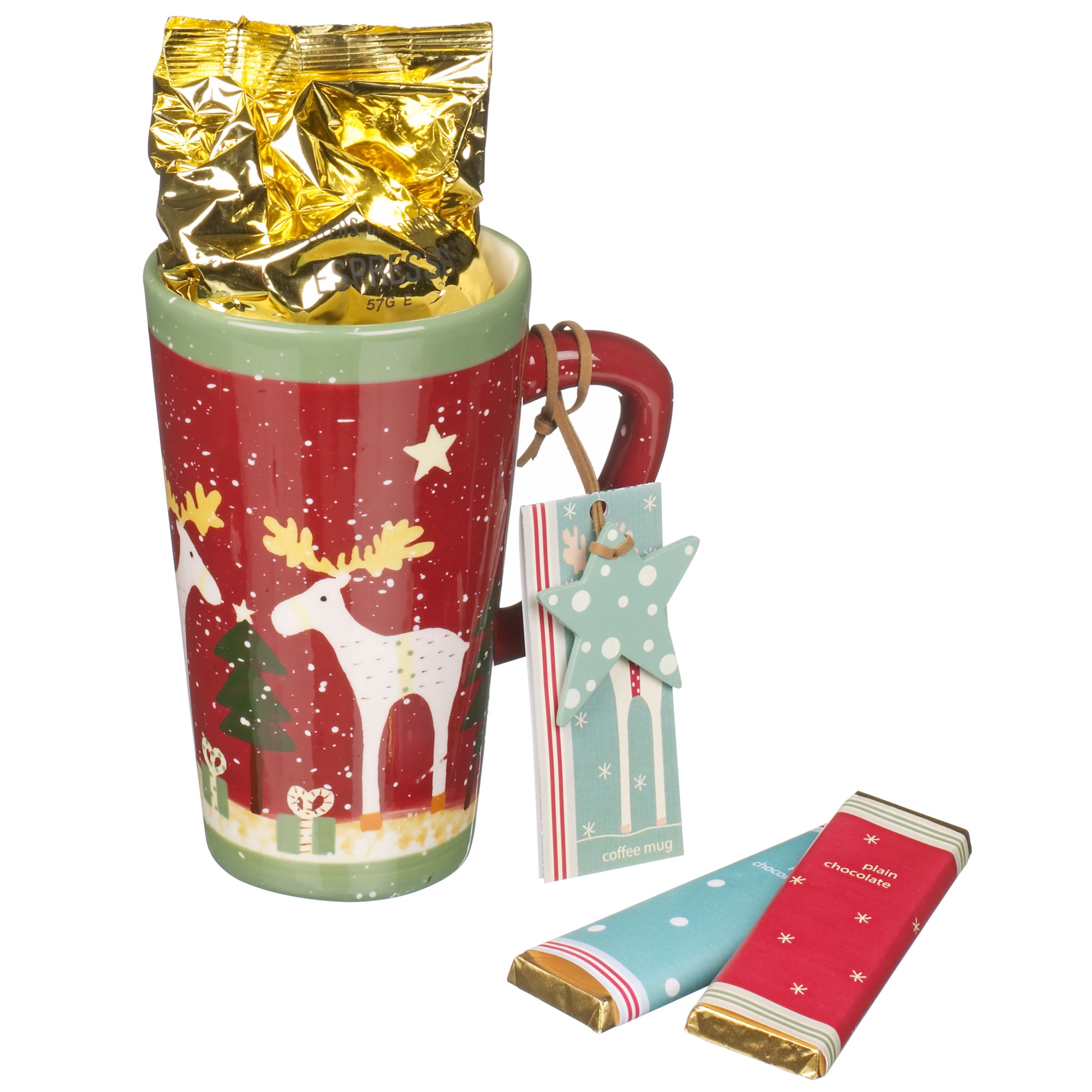Reindeer Mug with Coffee and Chocolate Truffles