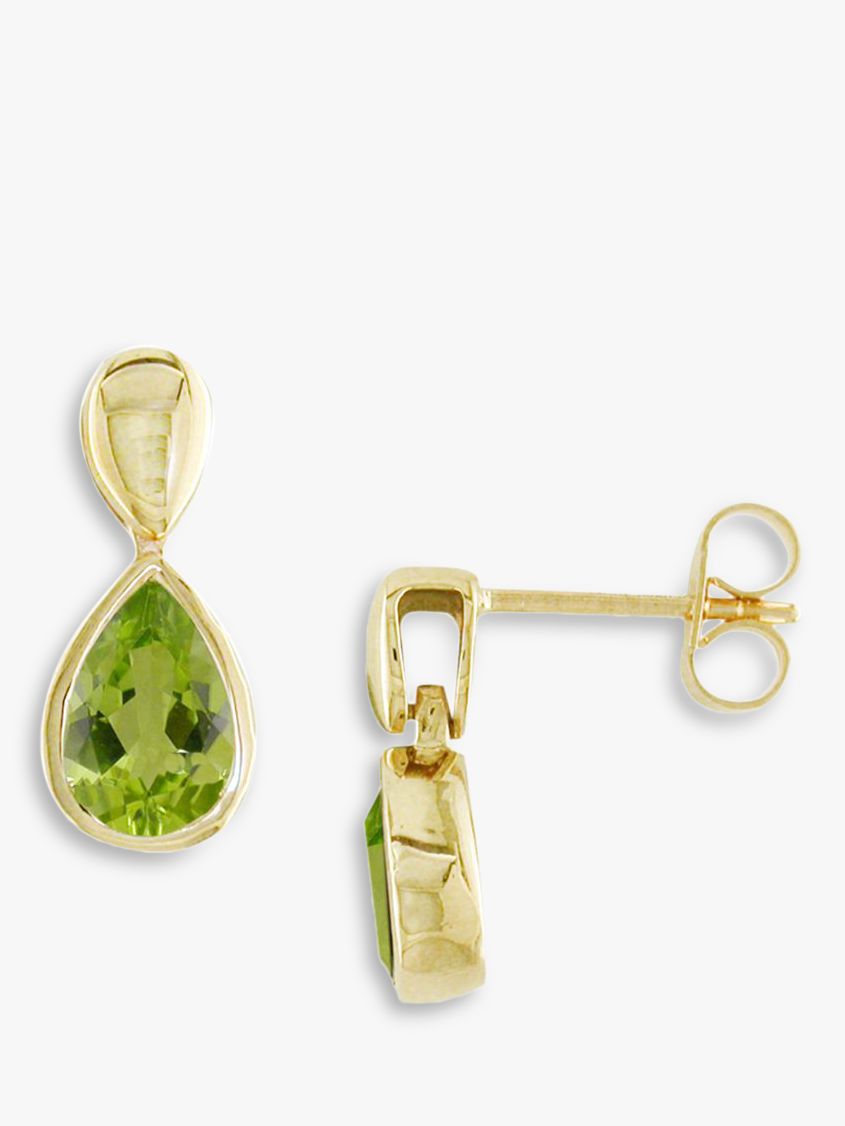 London Road 9ct Yellow Gold Peridot Pear Earrings at John Lewis