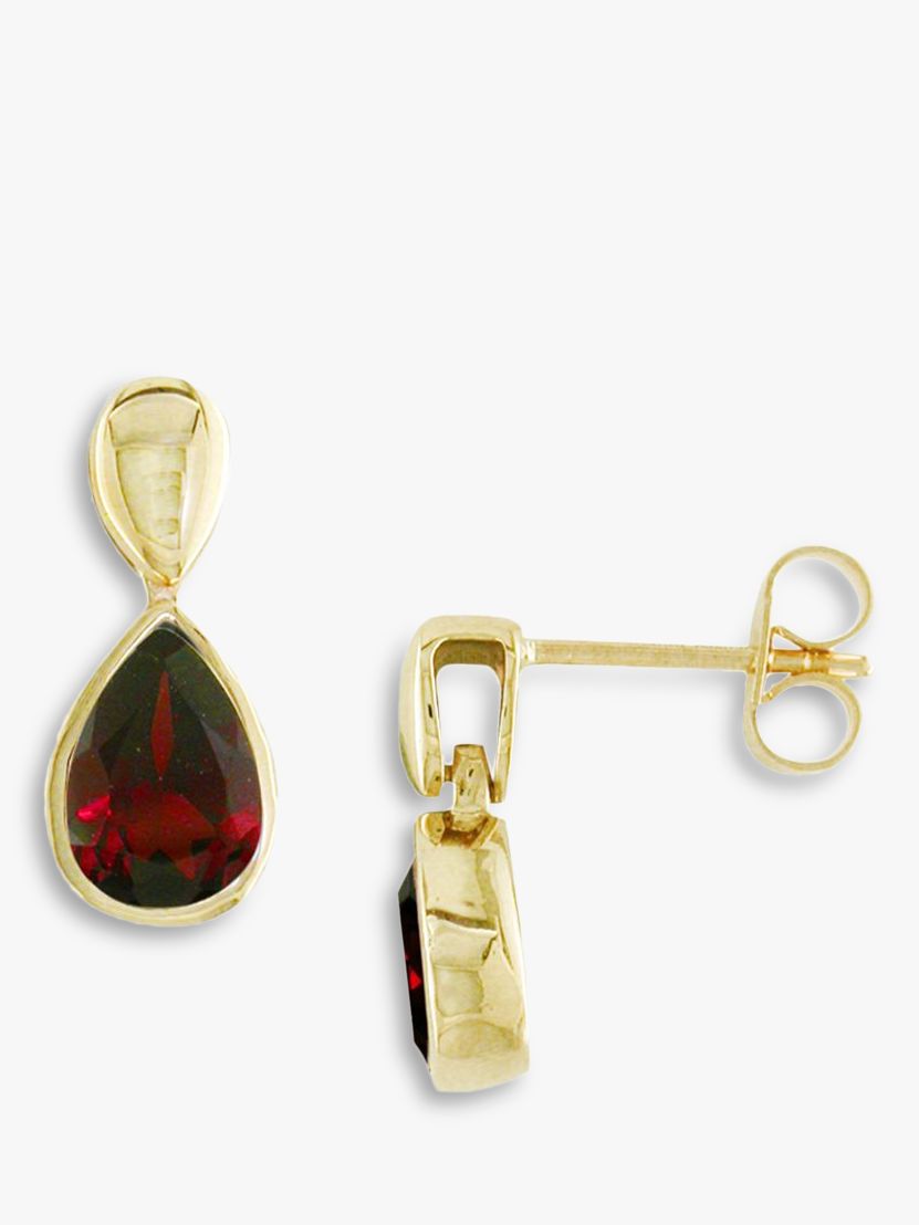 EWA 9ct Yellow Gold Garnet Pear Earrings