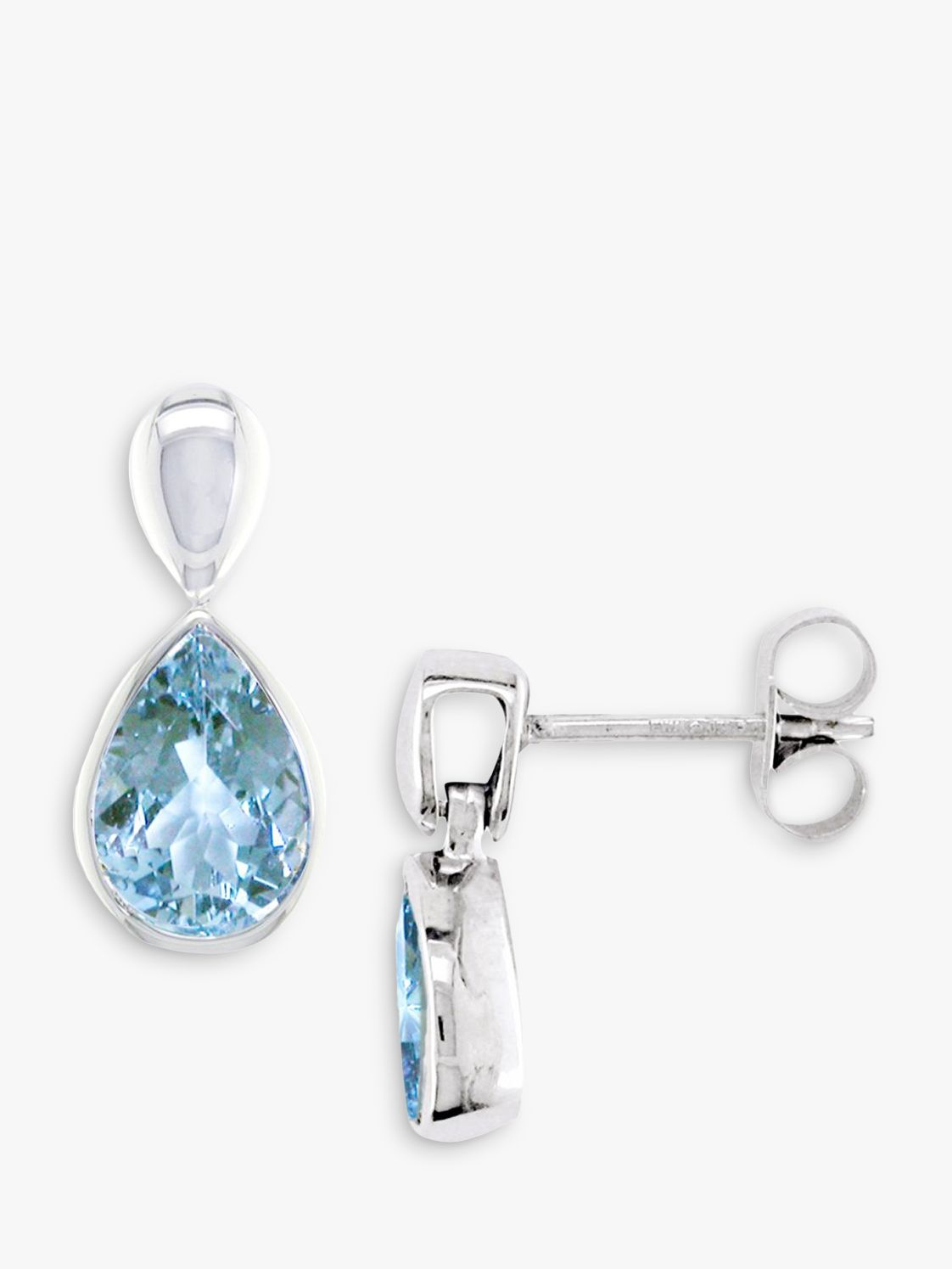 EWA 9ct White Gold Aquamarine Pear Earrings