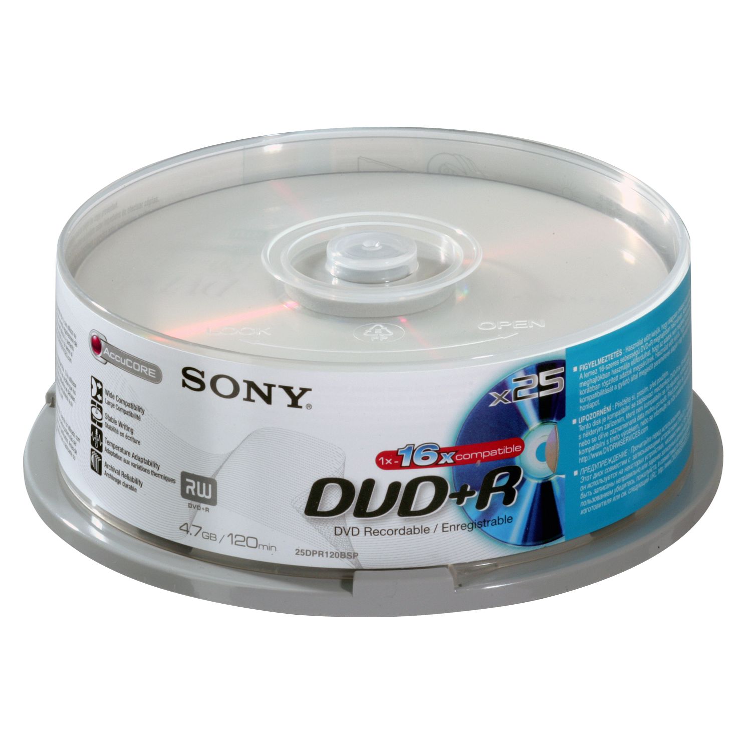 Sony DVD+R Discs, 25DPR120BSP, Pack of 25