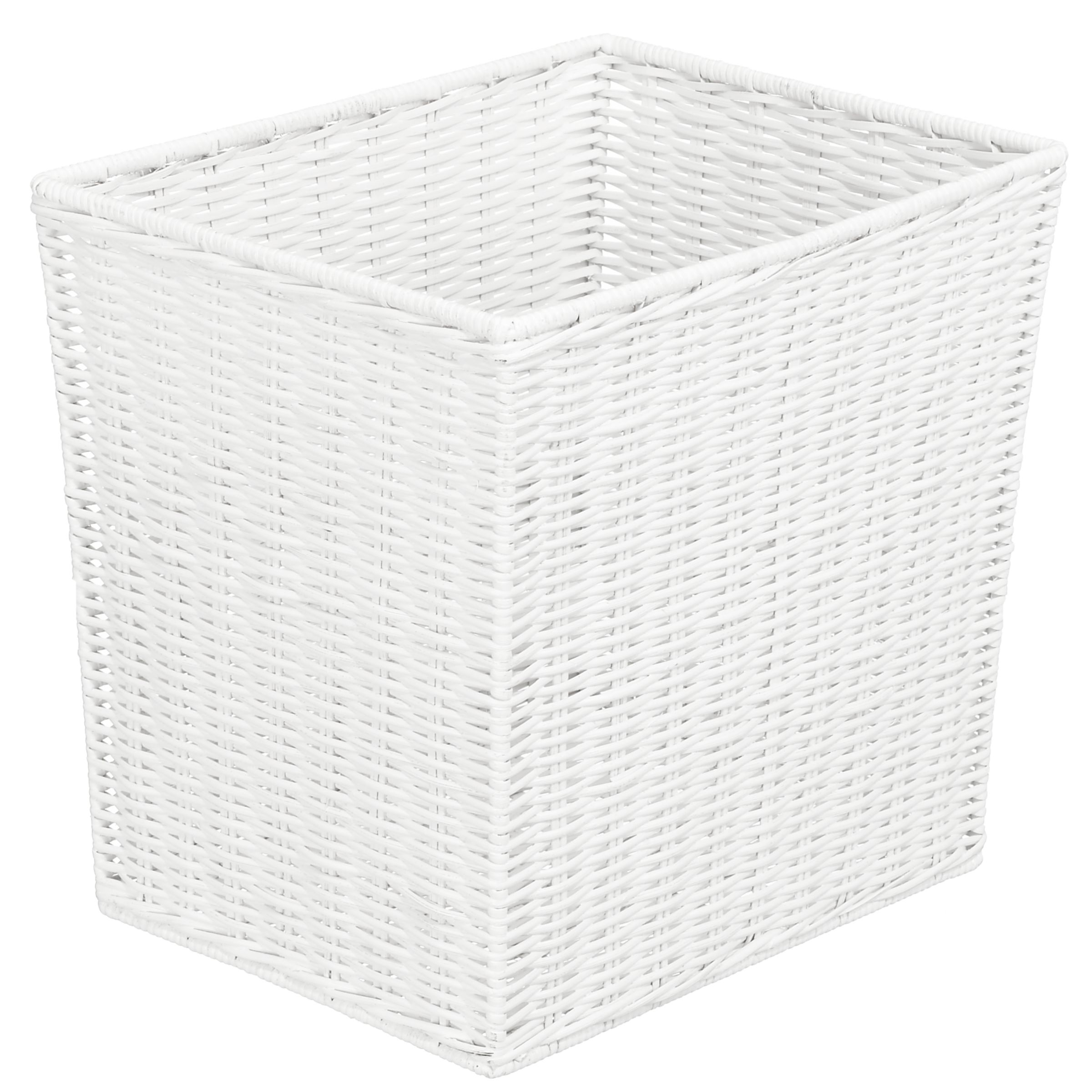 Rattan Waste Paper Bin White