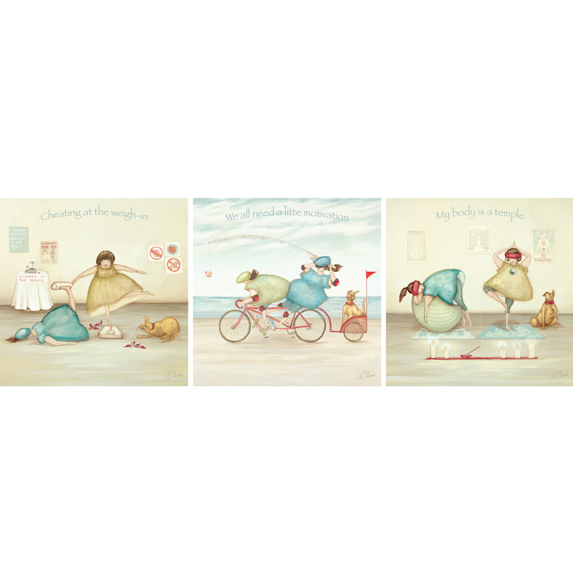 Healthy Lifestyle Prints 3x 20x20cm