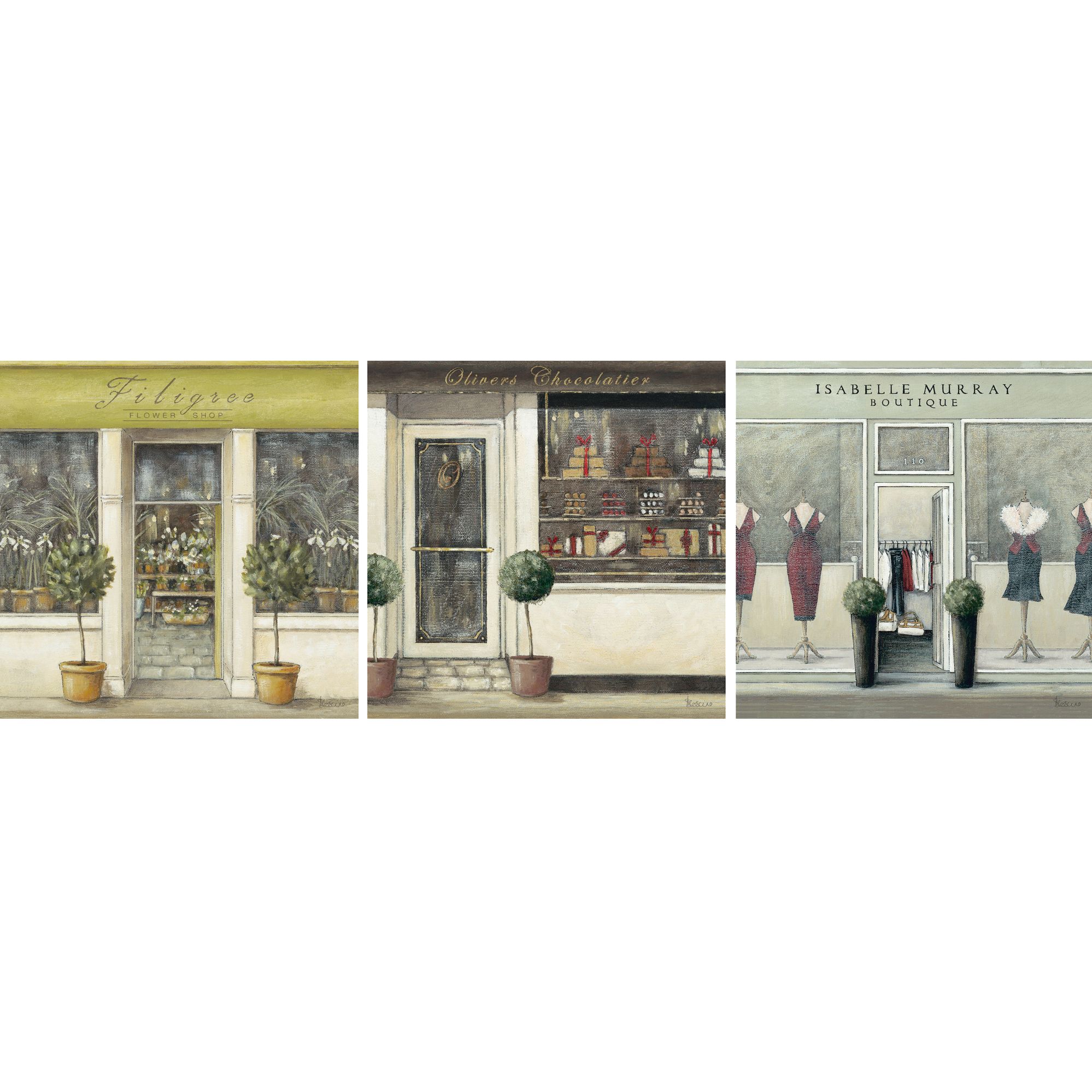 Designer High Street Prints 3x 20x20cm