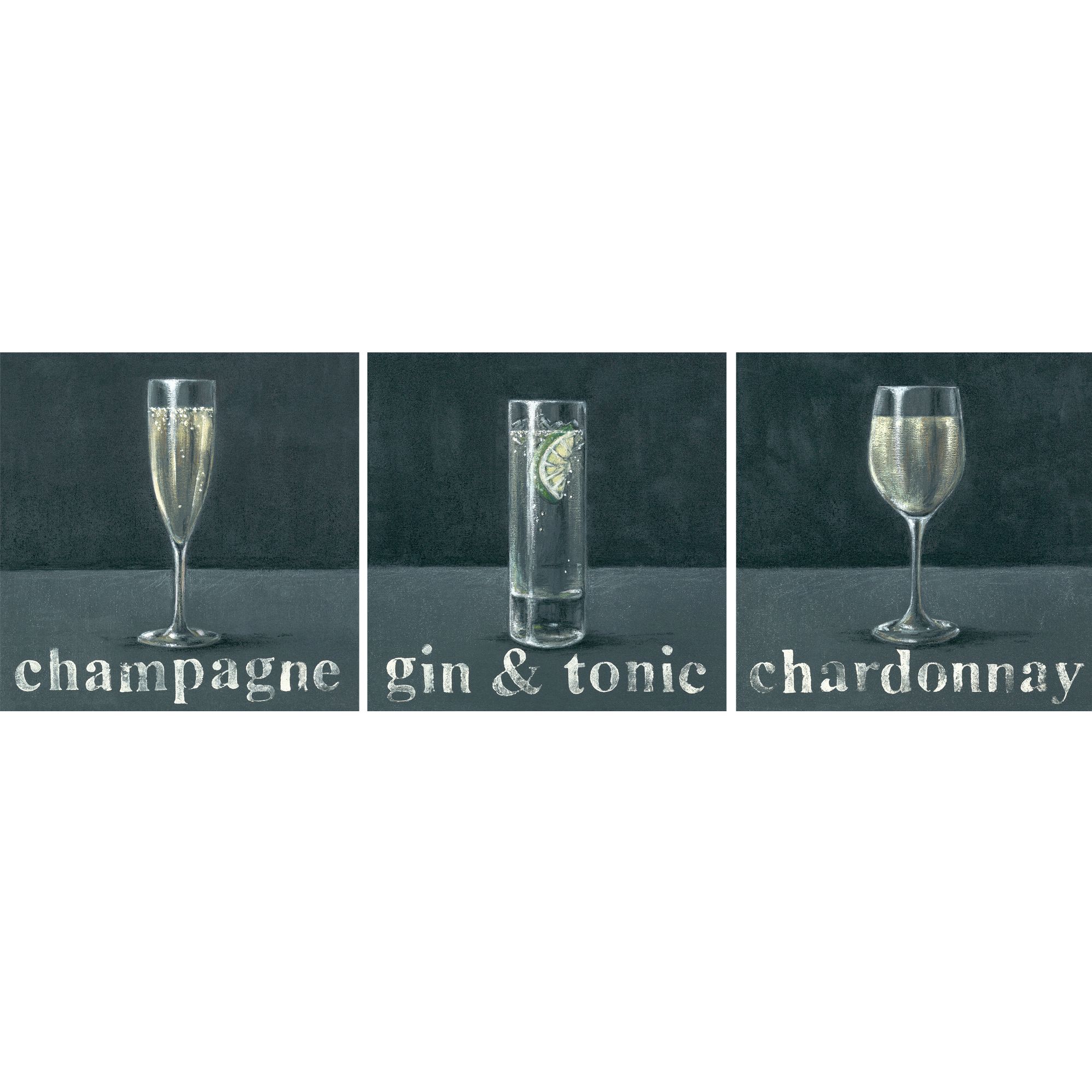 Set of 3 Drinks Prints 20x20cm