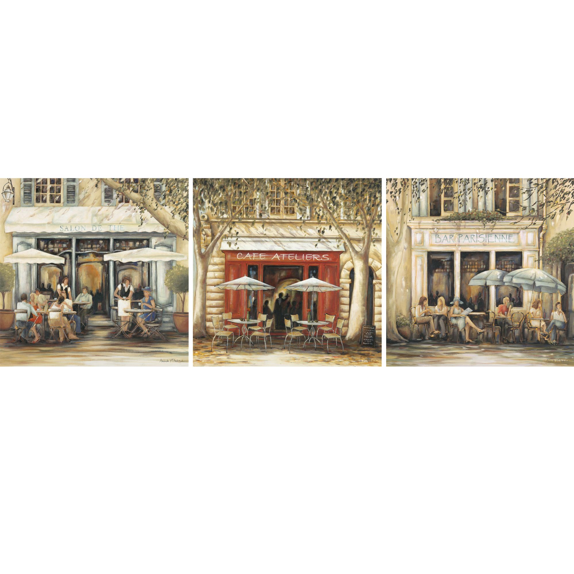 Set of 3 Parisien Cafes Prints 20 x 20cm