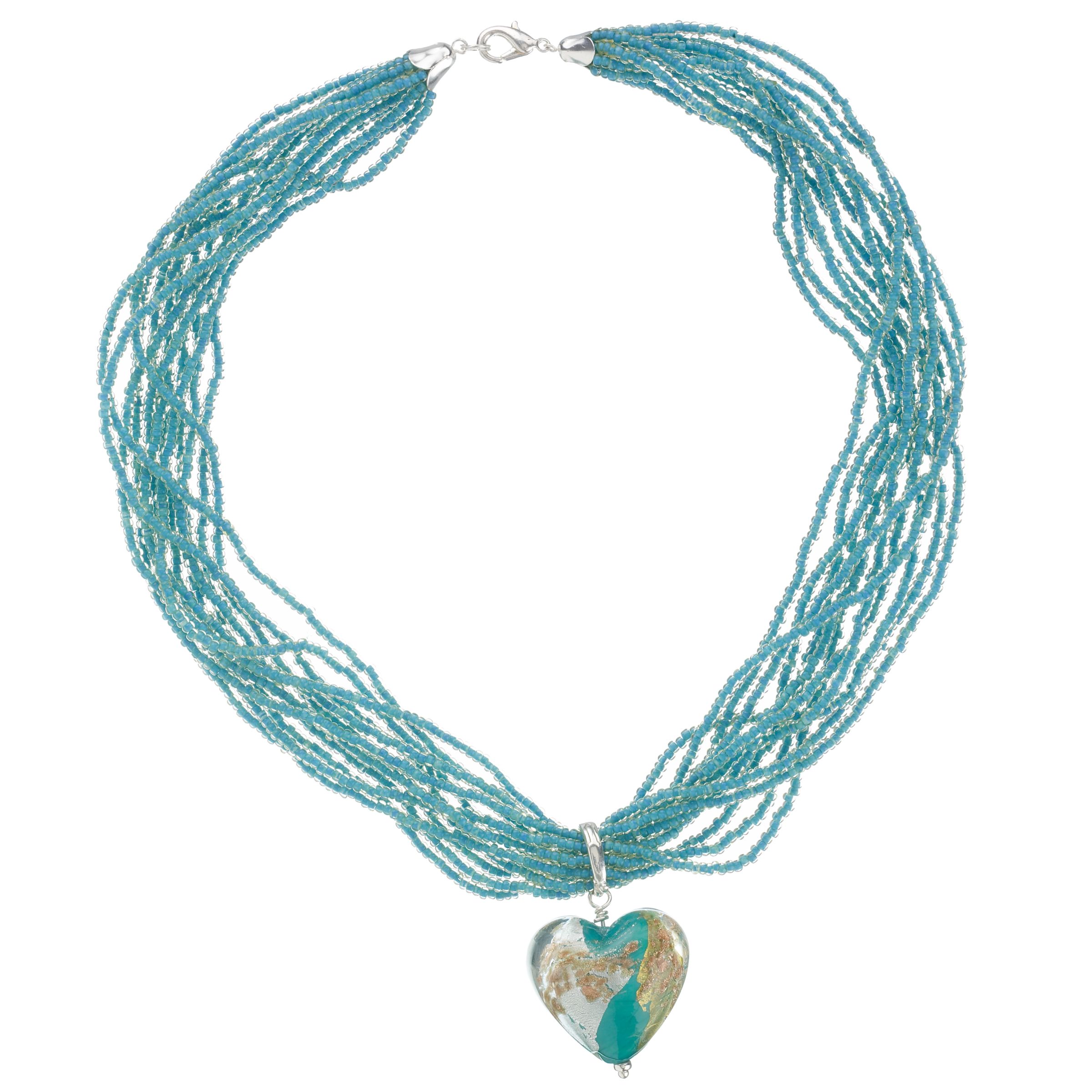 Martick Turquoise Glass Necklace with Heart, MJ1586