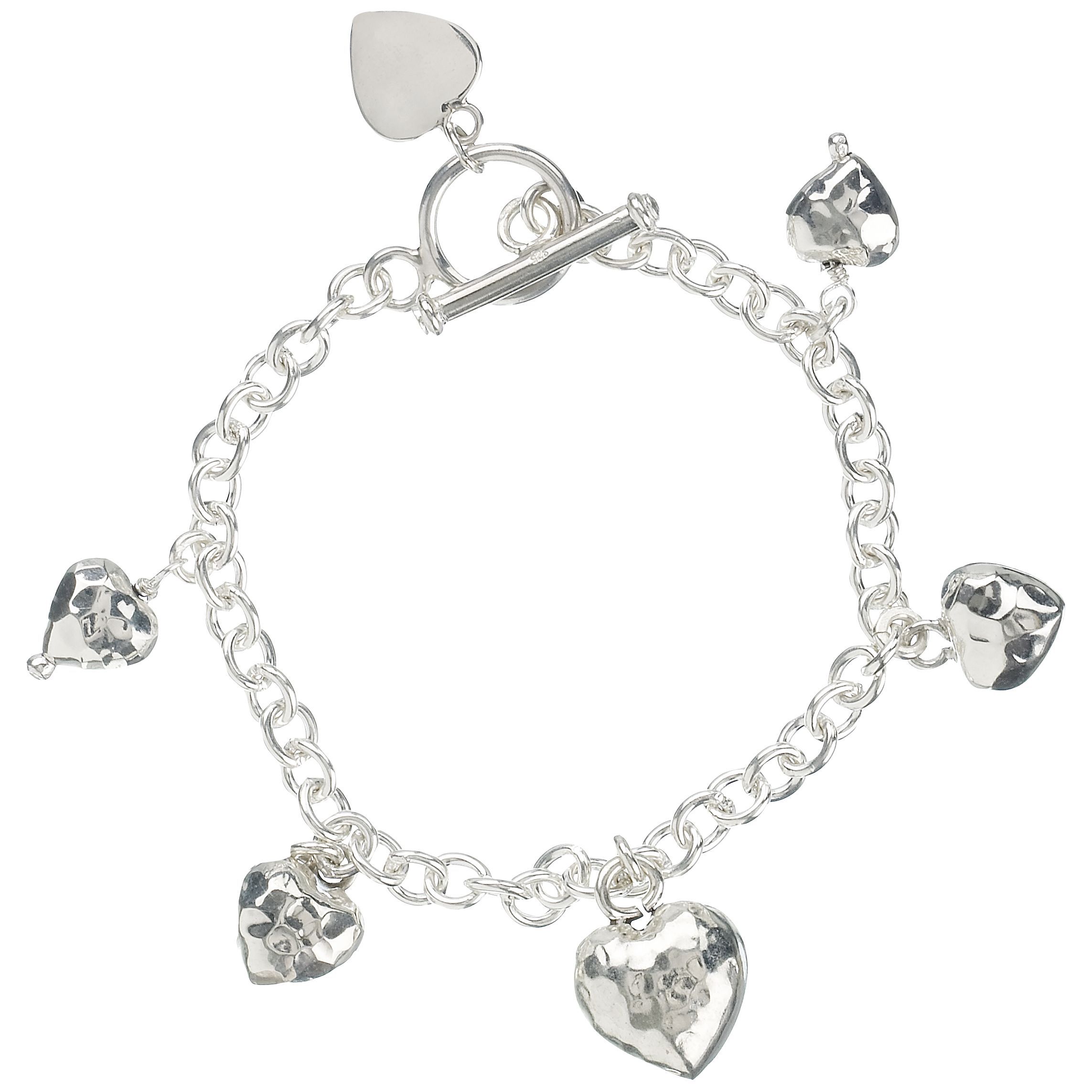 Martick Jewellery Planished Heart Charm Bracelet, MJ1593