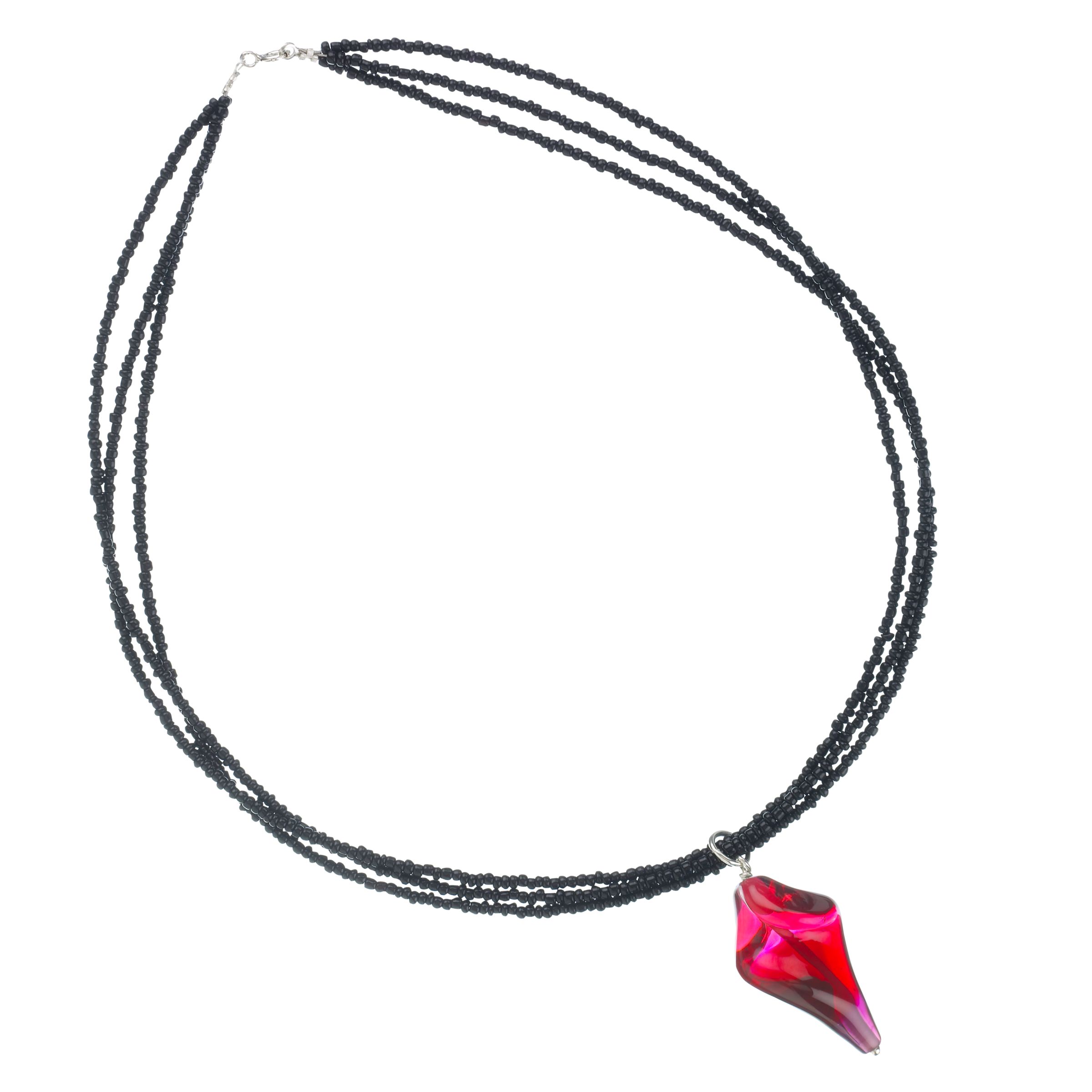 Martick Jewellery Red Twist Bead Necklace, MJ194B