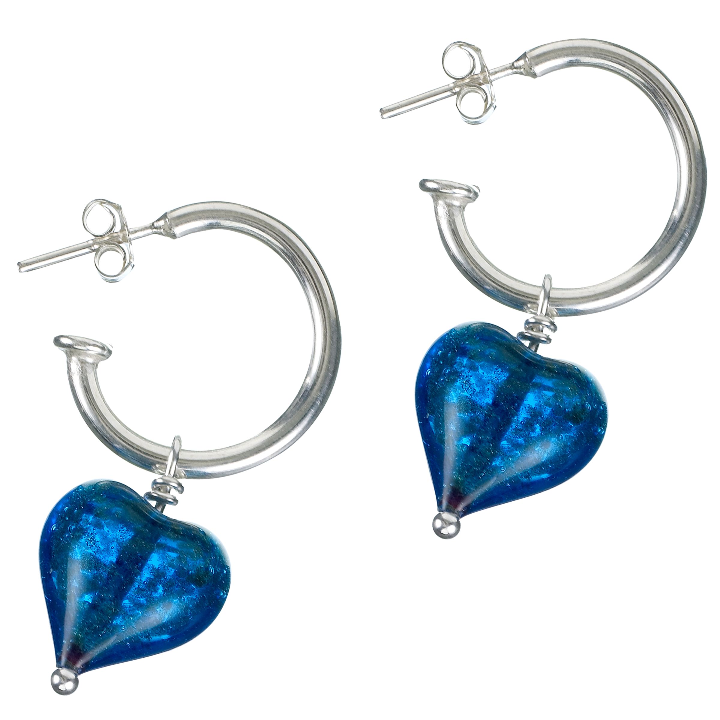 Martick Jewellery Murano Heart Earrings, Blue, MJ198H