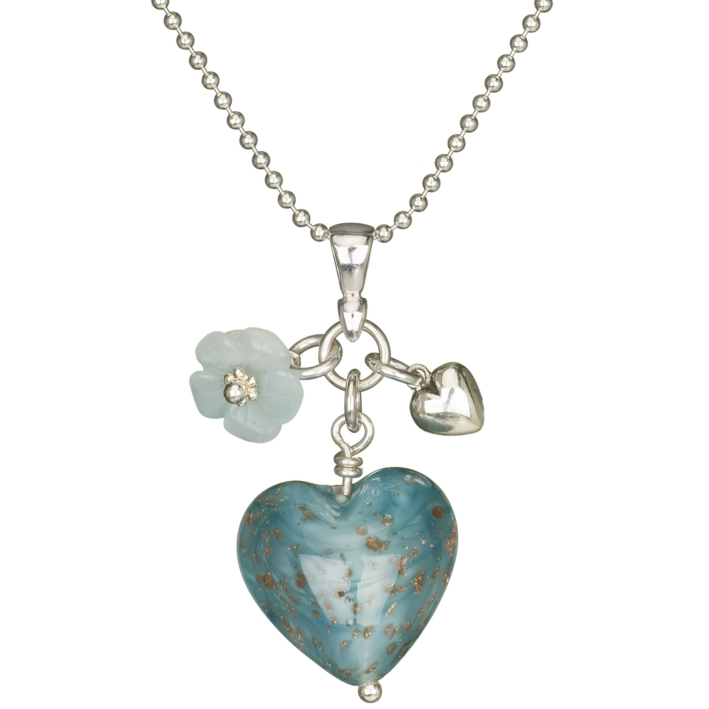 Martick Jewellery Heart Charm Necklace, Aqua, MJ200CN